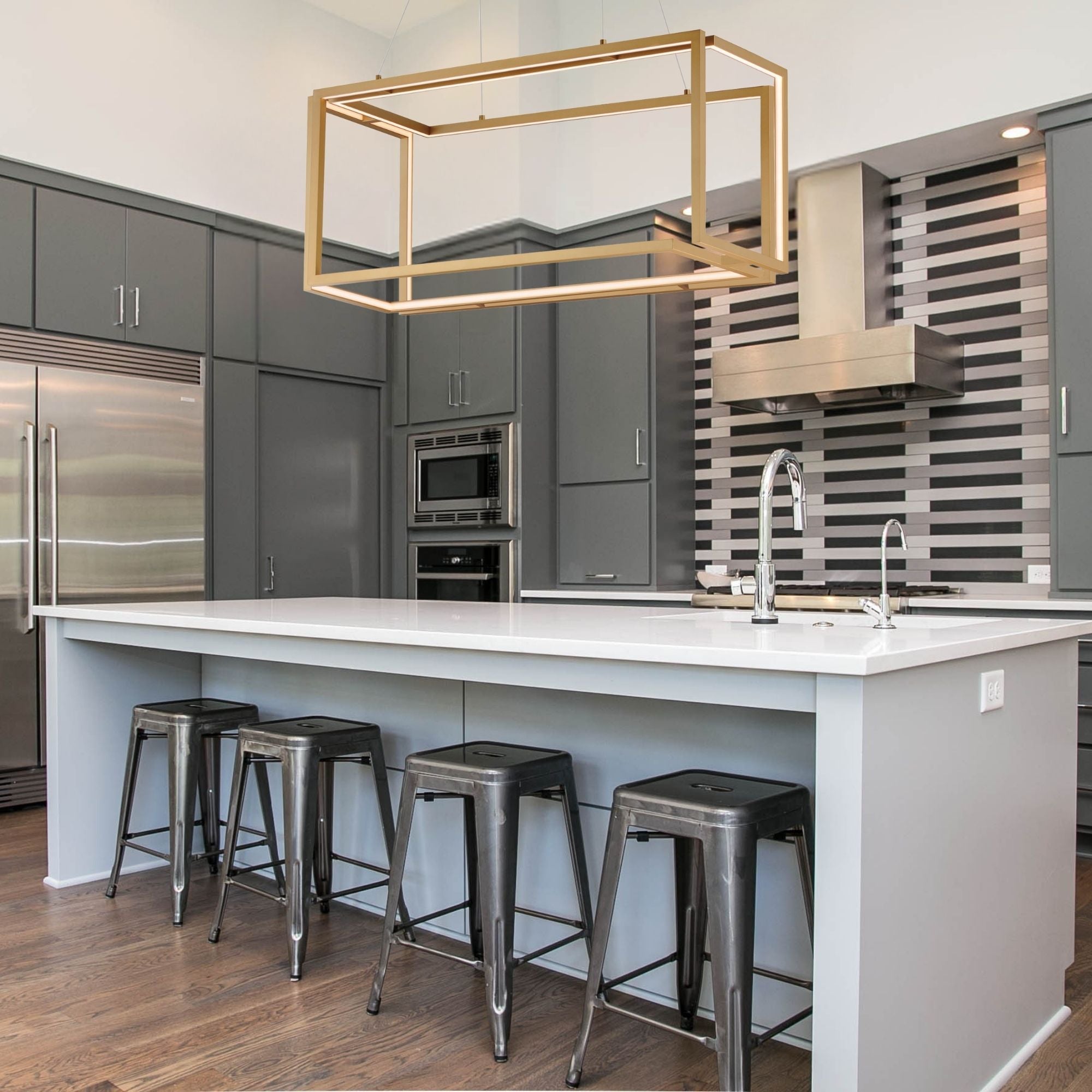 Penrose 38" Linear LED Pendant, 120-277V, Gold Finish