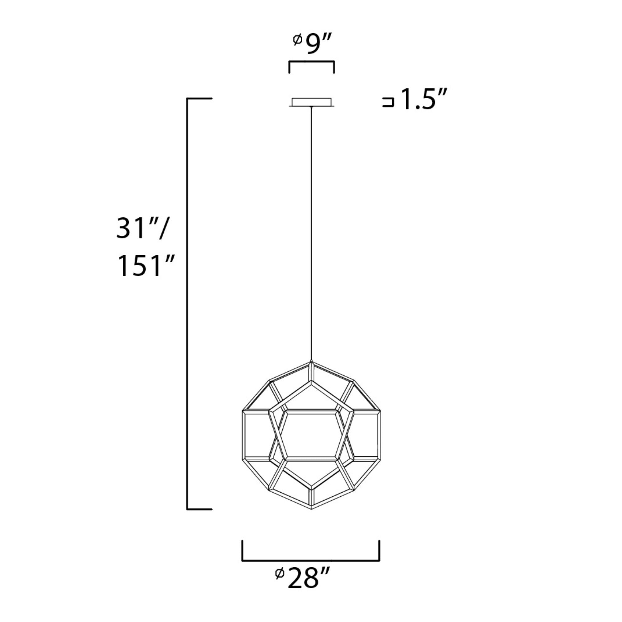 Penta 28" Large LED Pendant, Black Finish