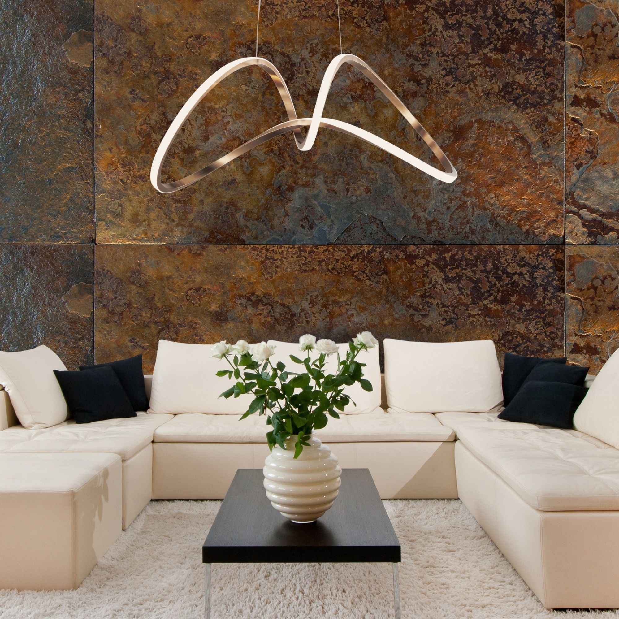 Perpetual 37" LED Pendant, Brushed Champagne Finish