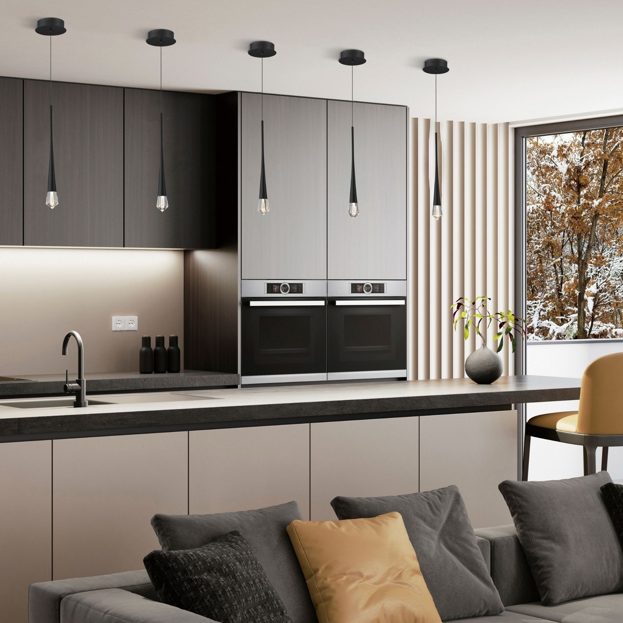 Pierce LED Mini Pendant, Black Finish