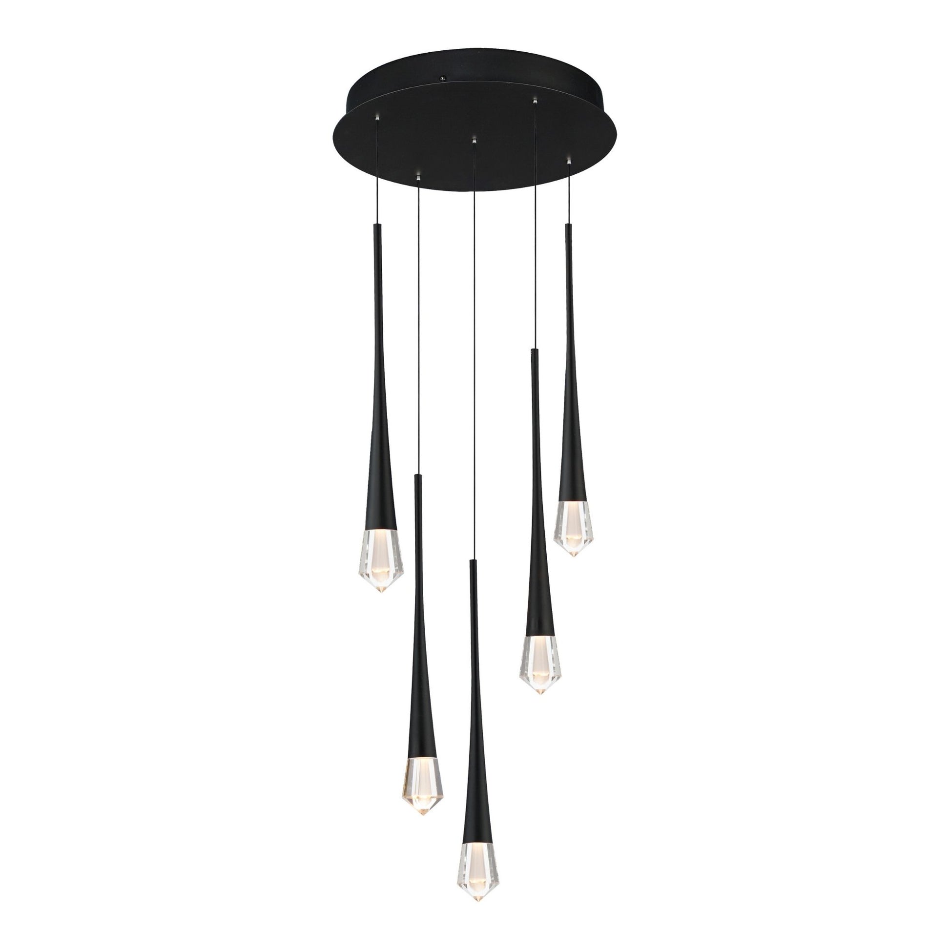 ET2 Lighting - Pierce 13" 5-Light LED Pendant, Black Finish | Bees Lighting