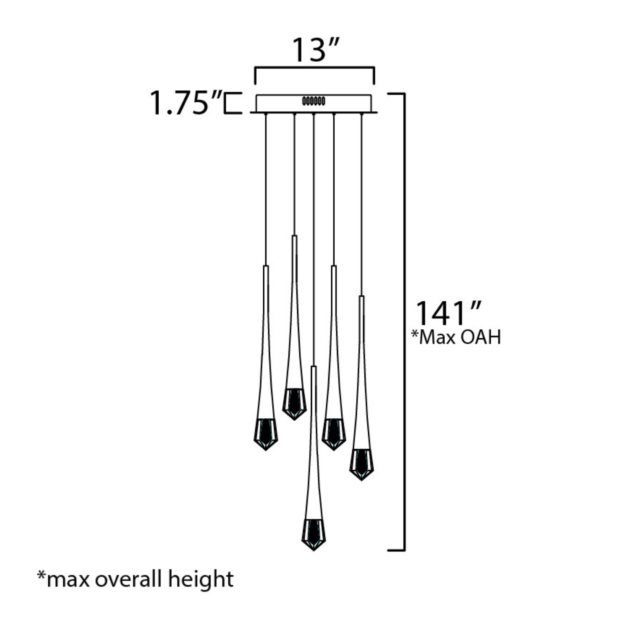 ET2 Lighting - Pierce 13" 5-Light LED Pendant, Gold Finish | Bees Lighting