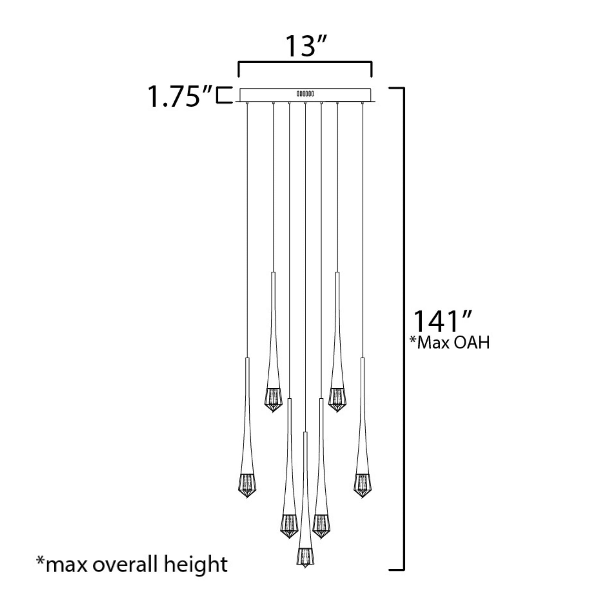 Pierce 19" 9-Light LED Pendant, Gold Finish