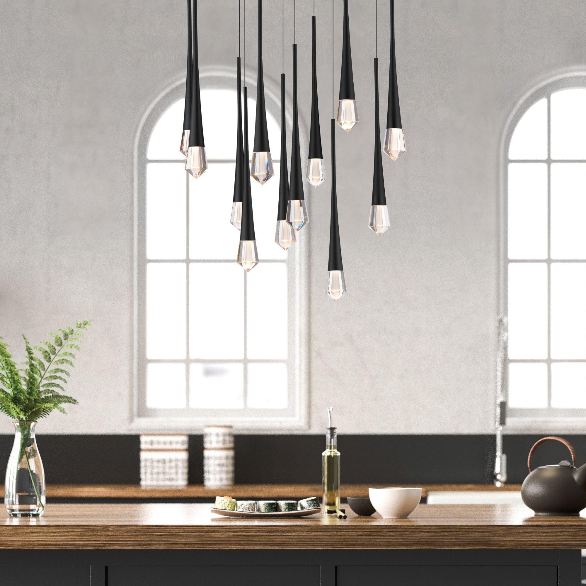 Pierce 25" 12-Light LED Pendant, Black Finish