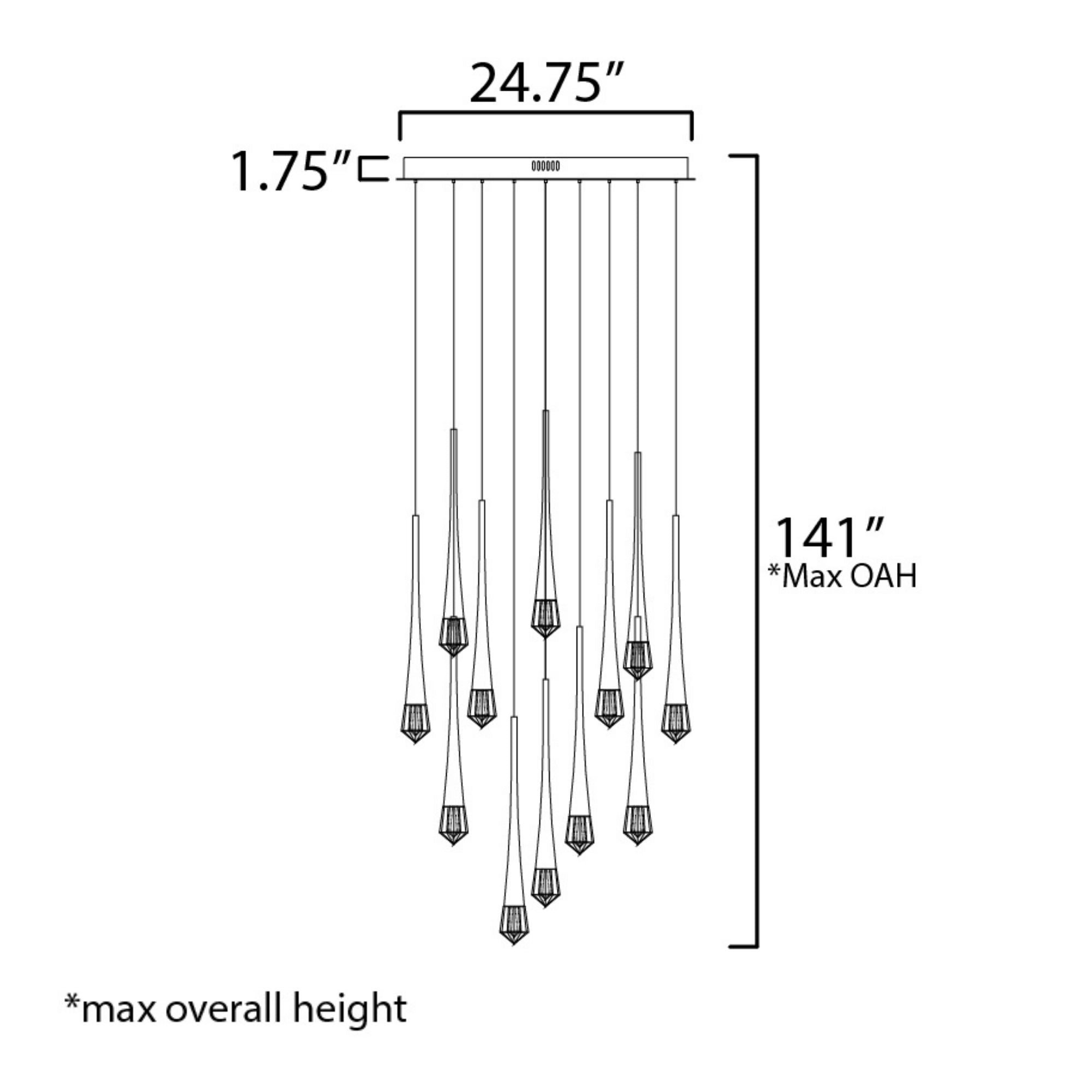 ET2 Lighting - Pierce 25" 12-Light LED Pendant, Black Finish | Bees Lighting