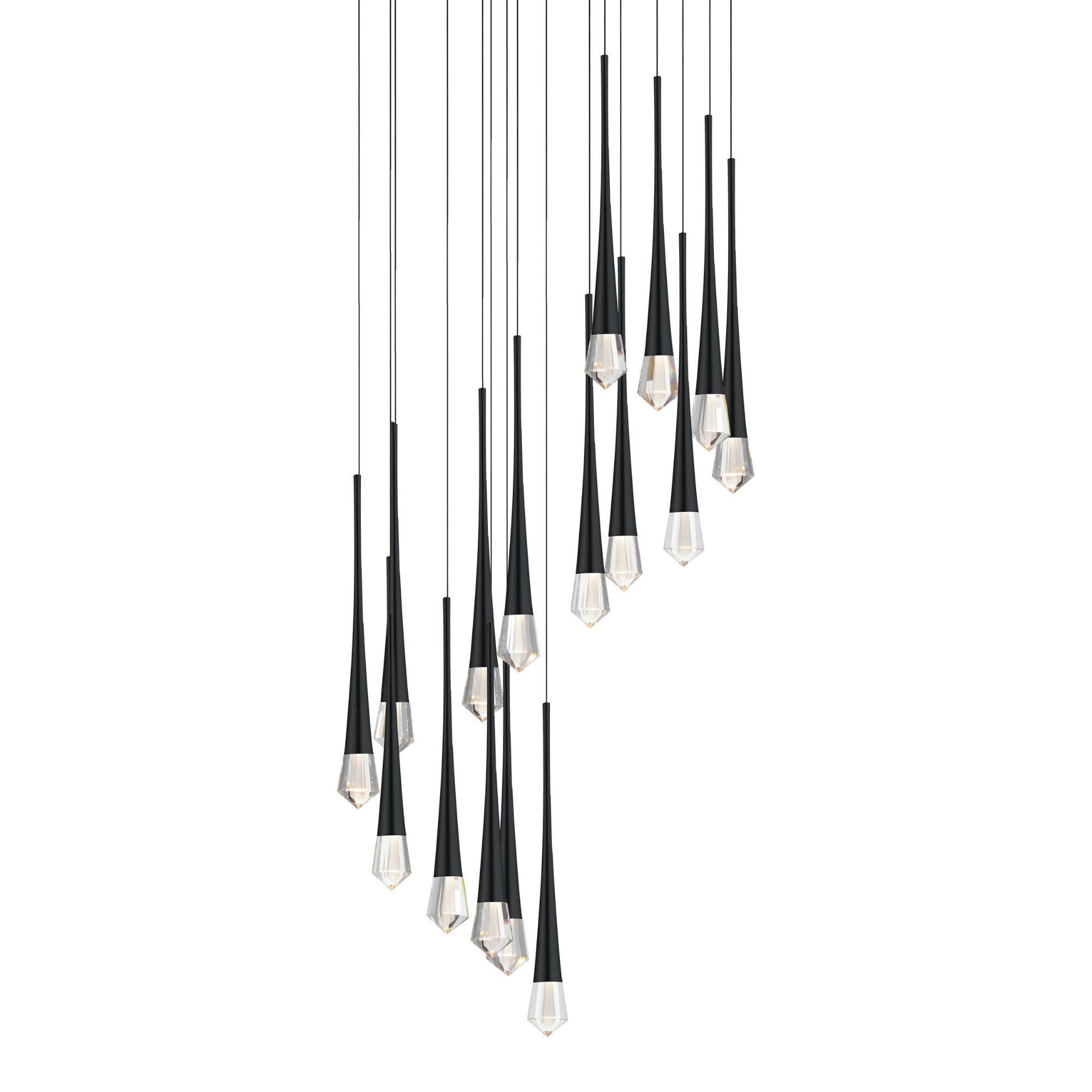 Pierce 25" 16-Light LED Chandelier, 120-277V, Black Finish