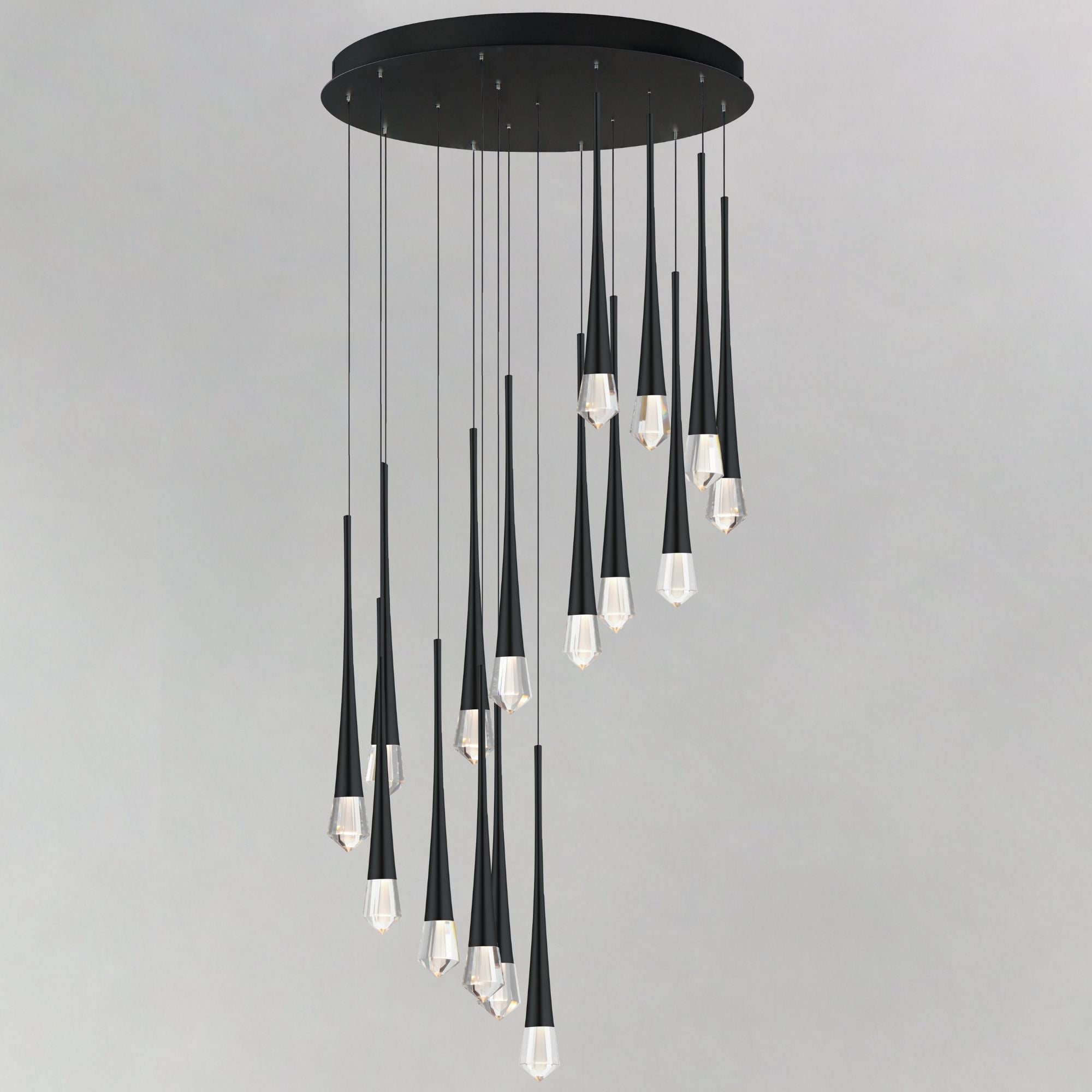 Pierce 25" 16-Light LED Chandelier, 120-277V, Black Finish