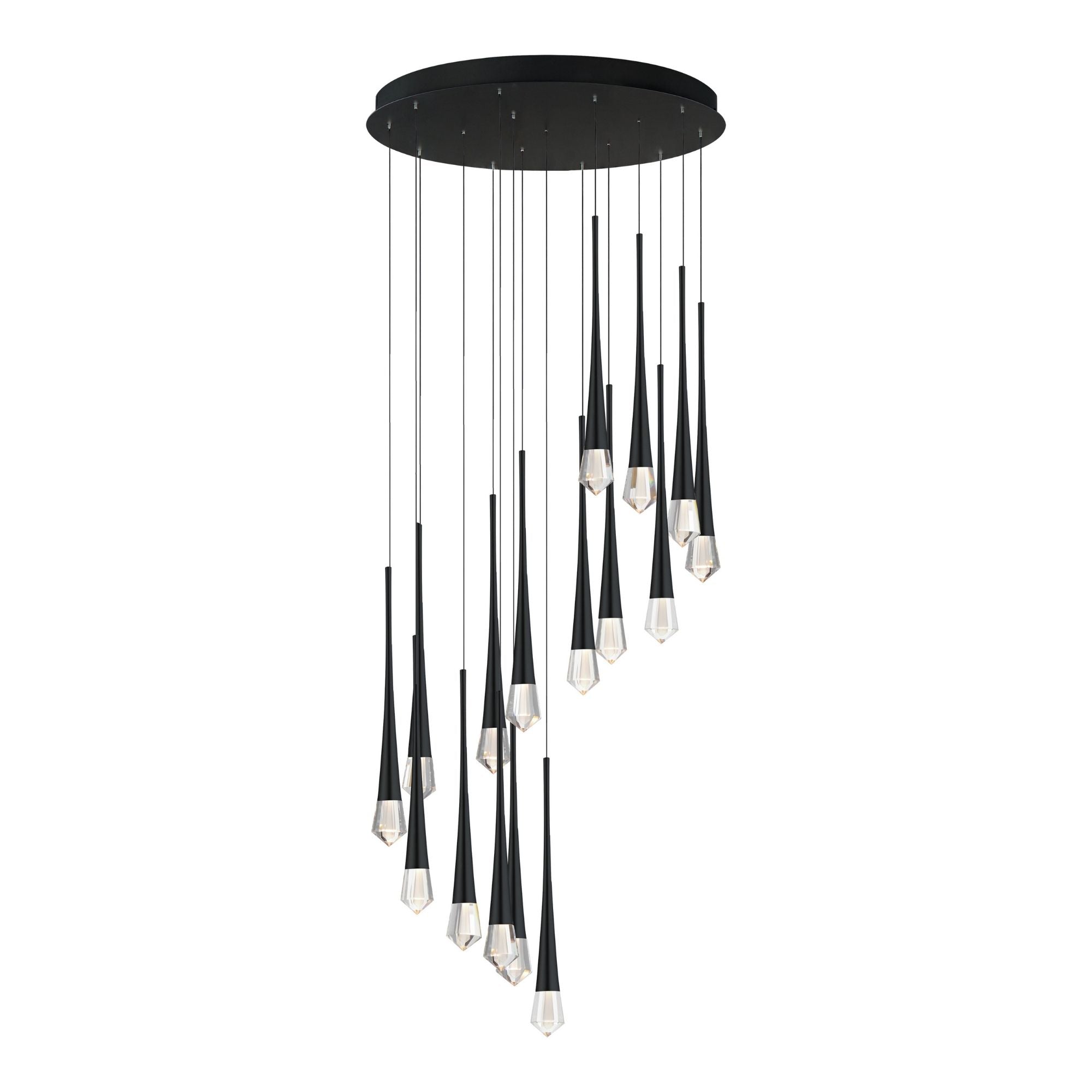Pierce 25" 16-Light LED Chandelier, 120-277V, Black Finish