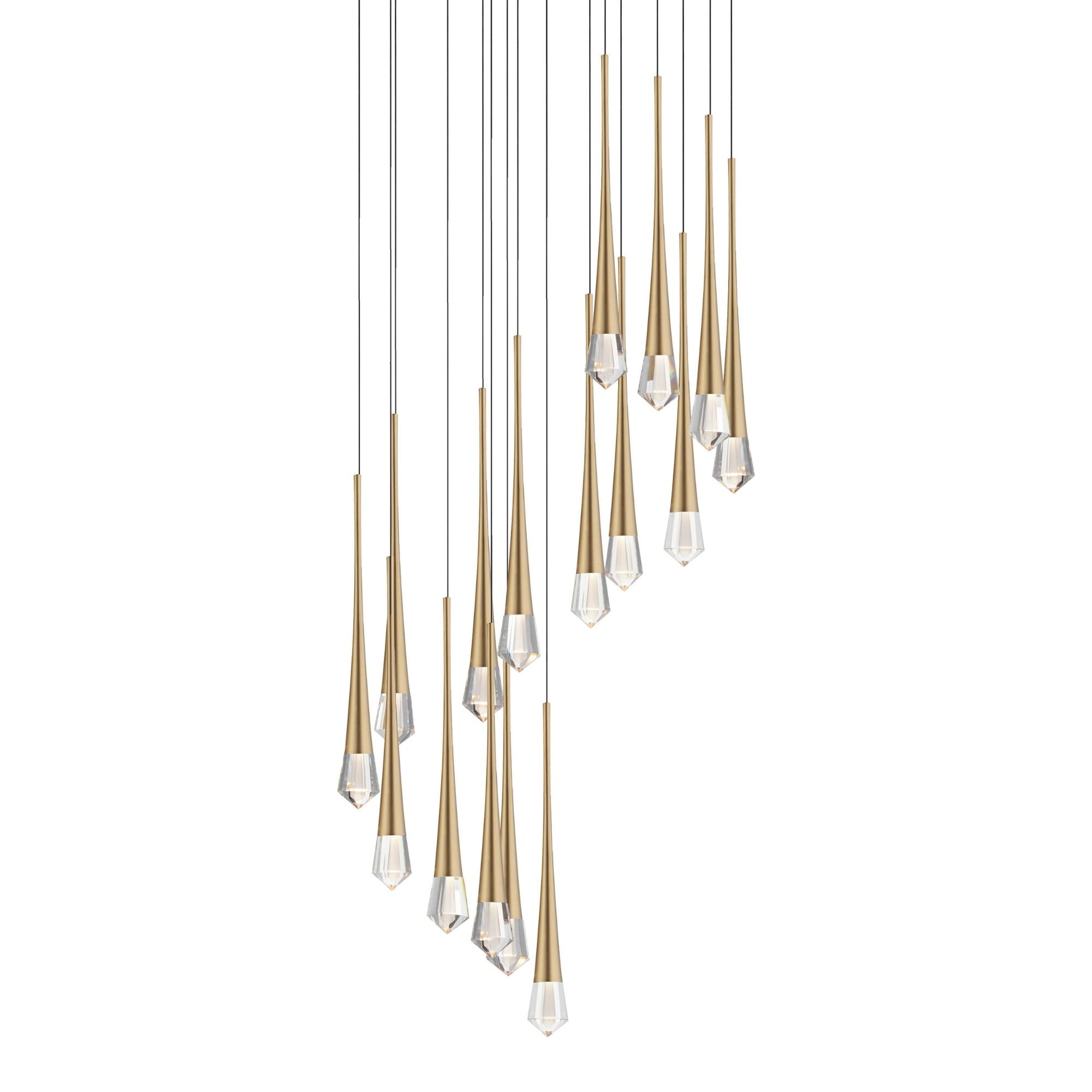 Pierce 25" 16-Light LED Chandelier, 120-277V, Gold Finish