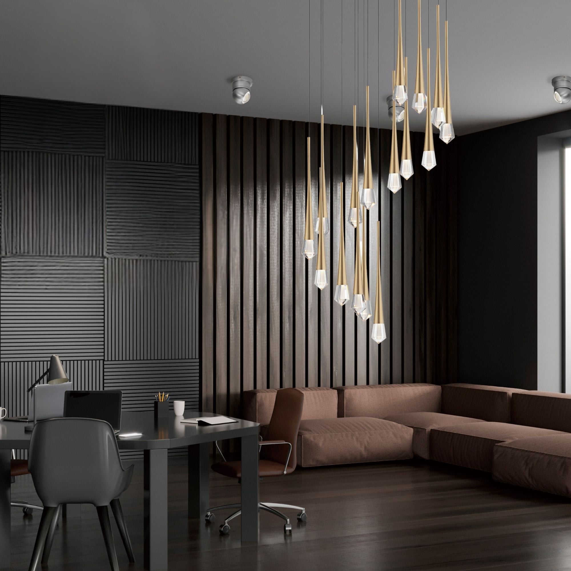 Pierce 25" 16-Light LED Chandelier, 120-277V, Gold Finish