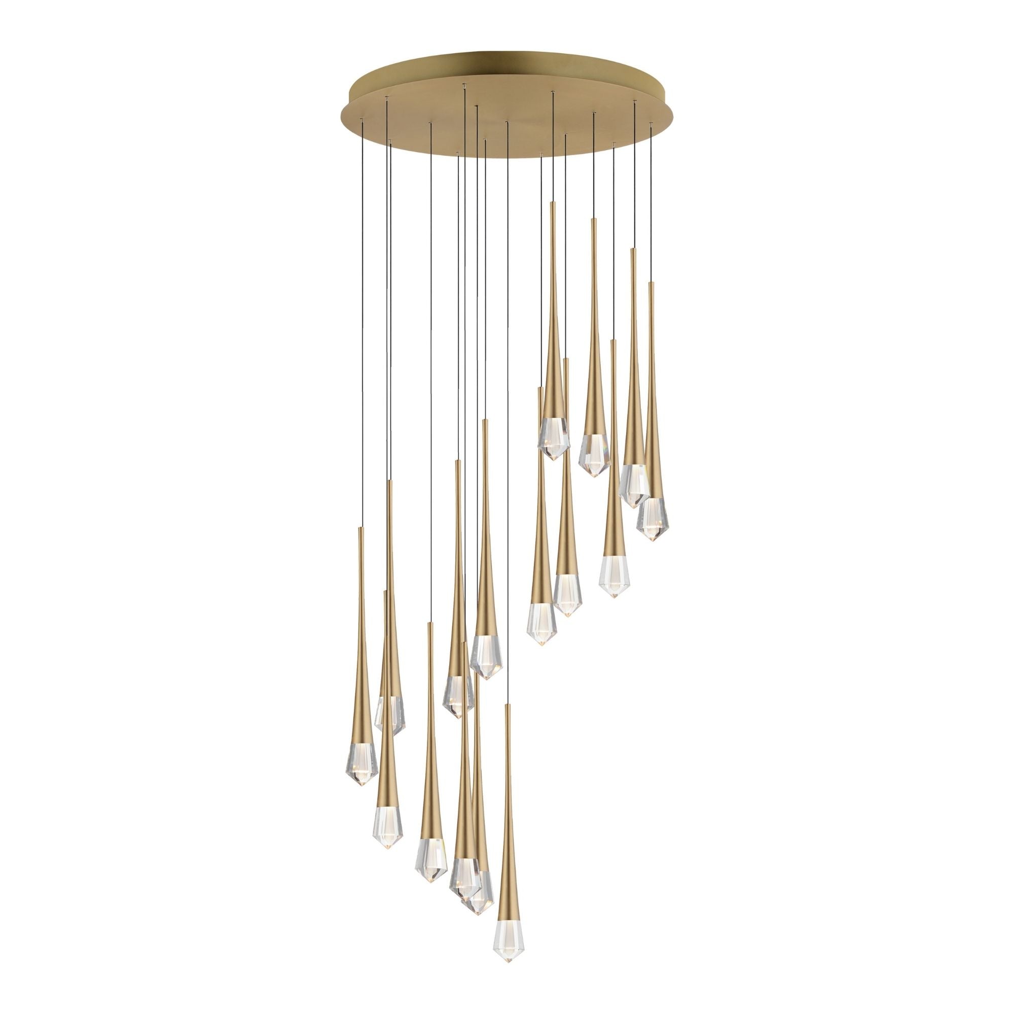 Pierce 25" 16-Light LED Chandelier, 120-277V, Gold Finish
