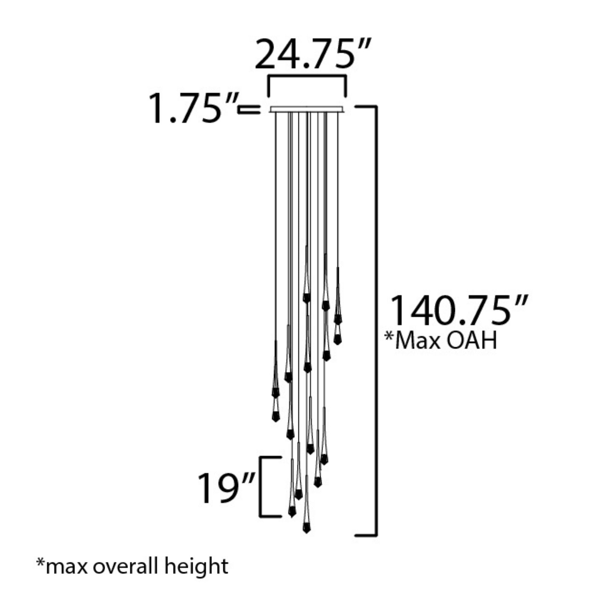 Pierce 25" 16-Light LED Chandelier, 120-277V, Gold Finish