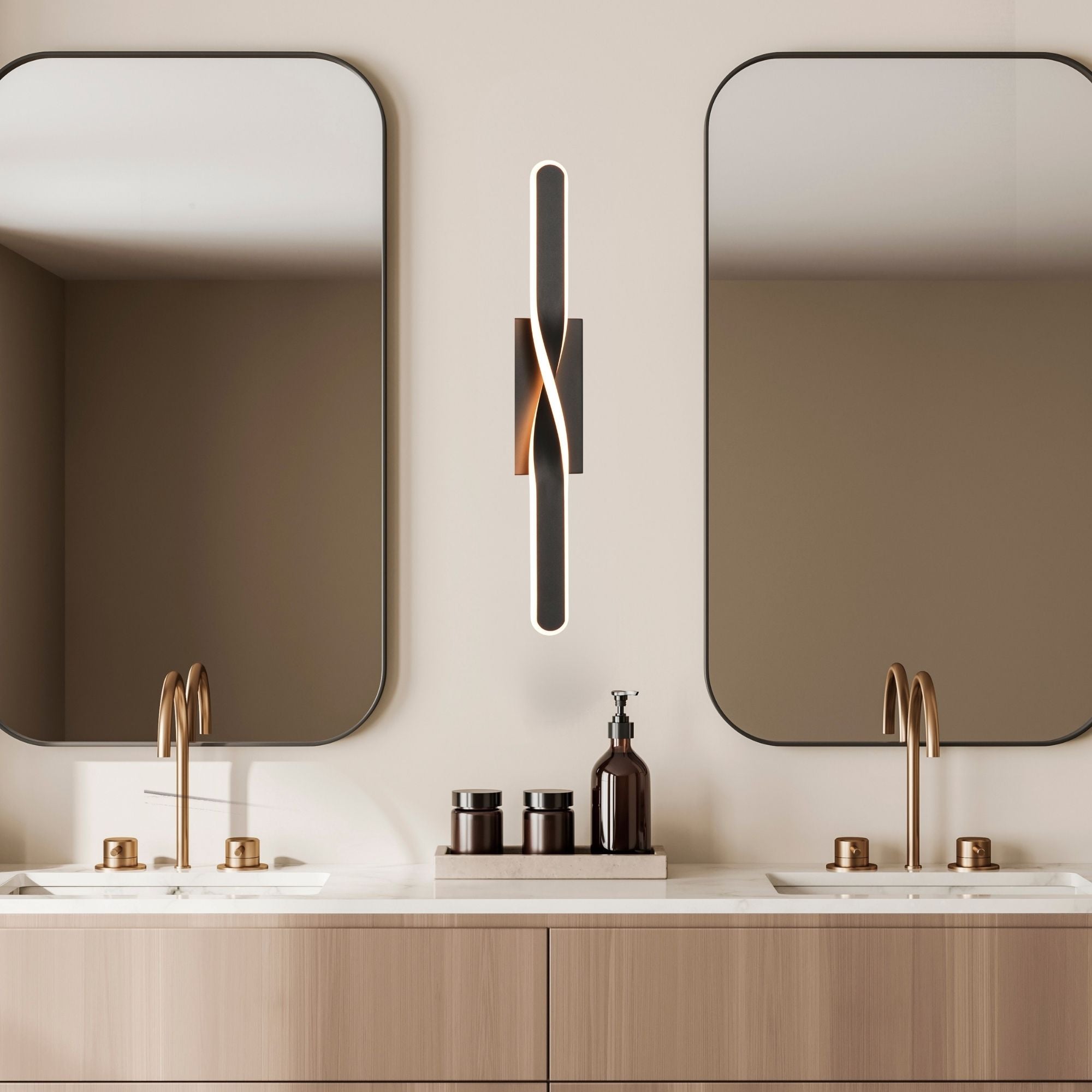 Pirouette 24" LED Bath Vanity, Black Finish