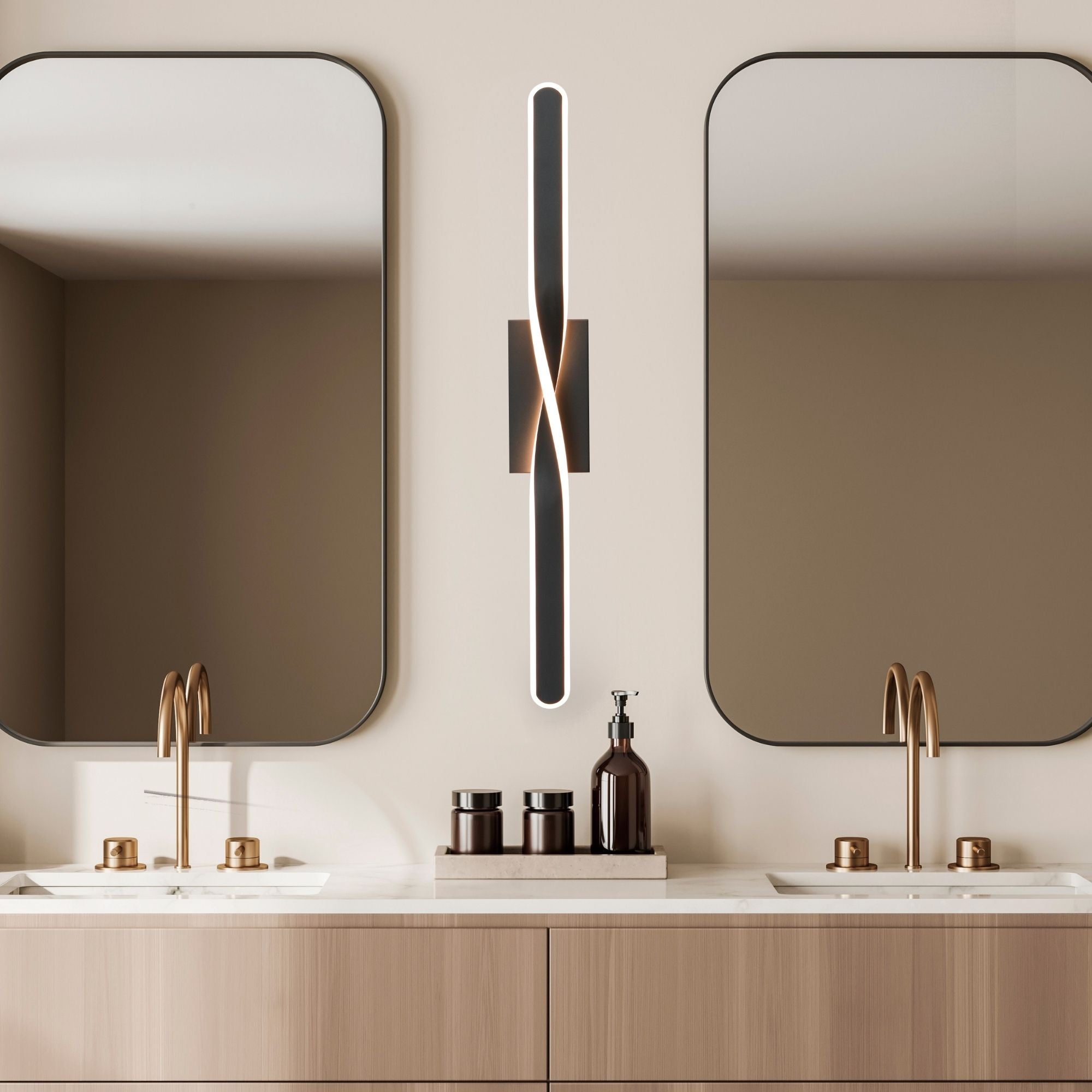 Pirouette 32" LED Bath Vanity, Black Finish