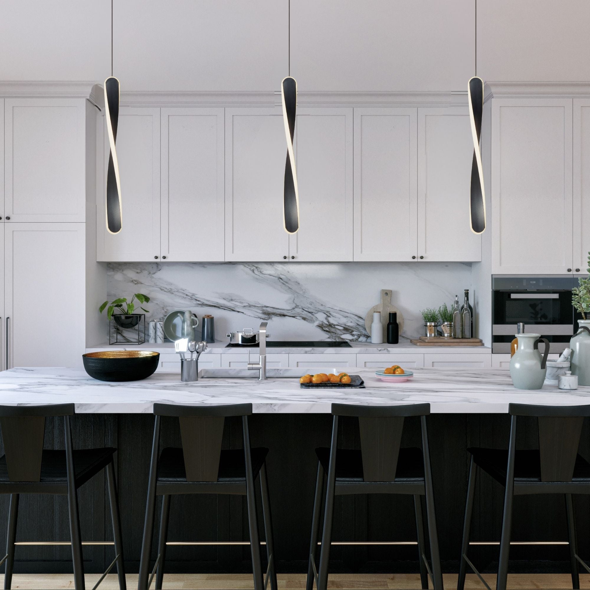 Pirouette LED Mini Pendant, Black Finish