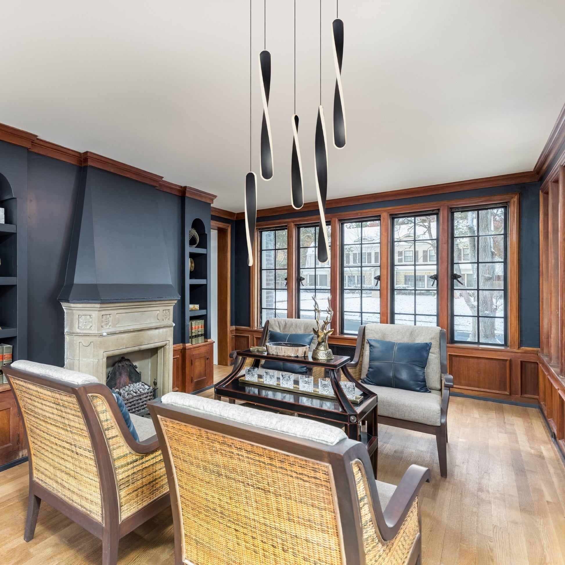 ET2 Lighting - Pirouette 16" 5-Light LED Pendant, Black Finish | Bees Lighting