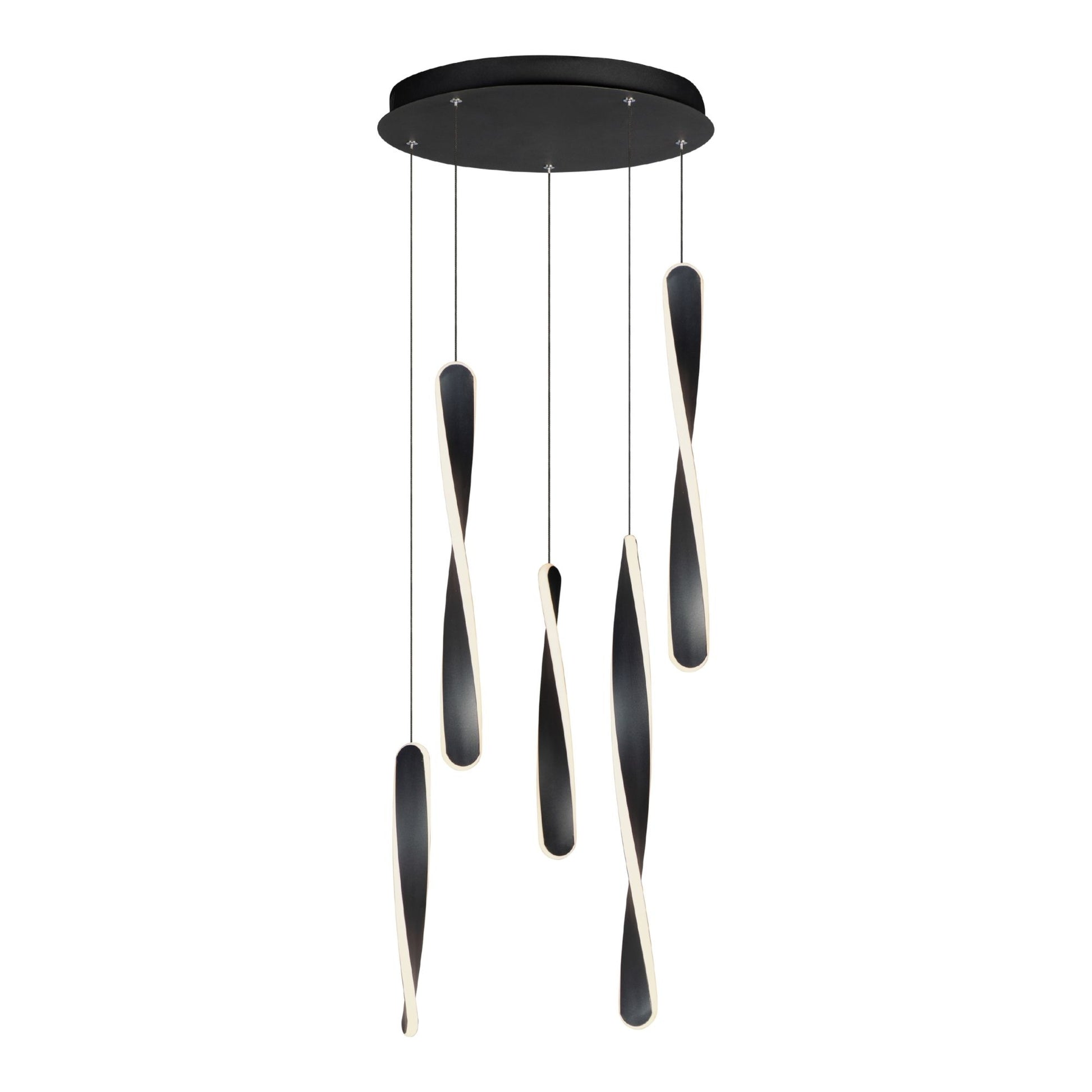 ET2 Lighting - Pirouette 16" 5-Light LED Pendant, Black Finish | Bees Lighting