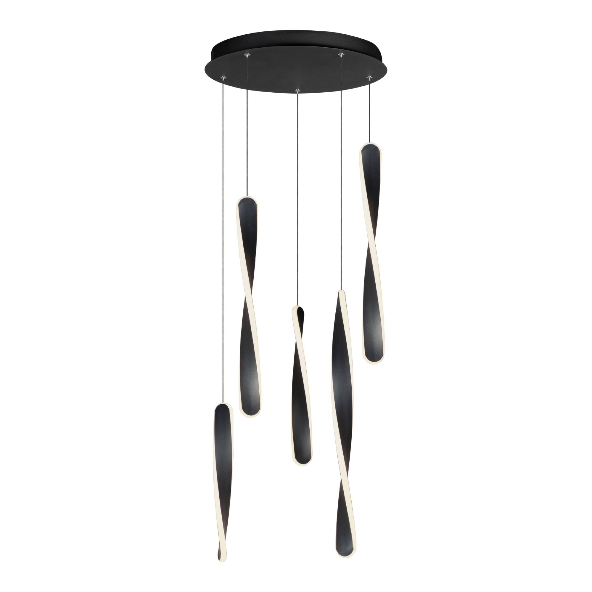 ET2 Lighting - Pirouette 16" 5-Light LED Pendant, Black Finish | Bees Lighting