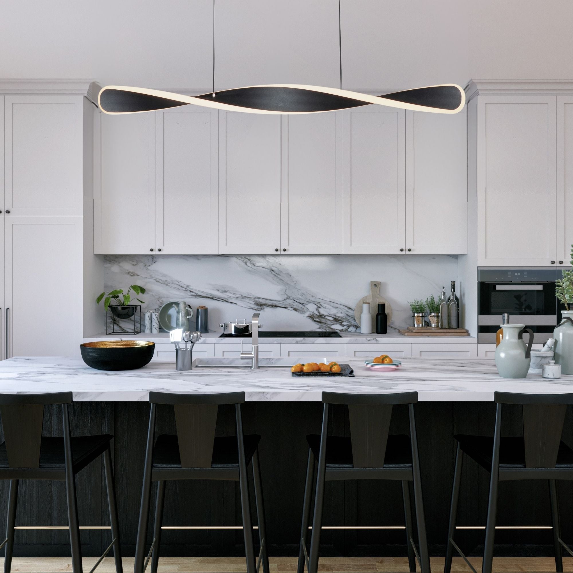 Pirouette 40" Linear LED Pendant, Black Finish