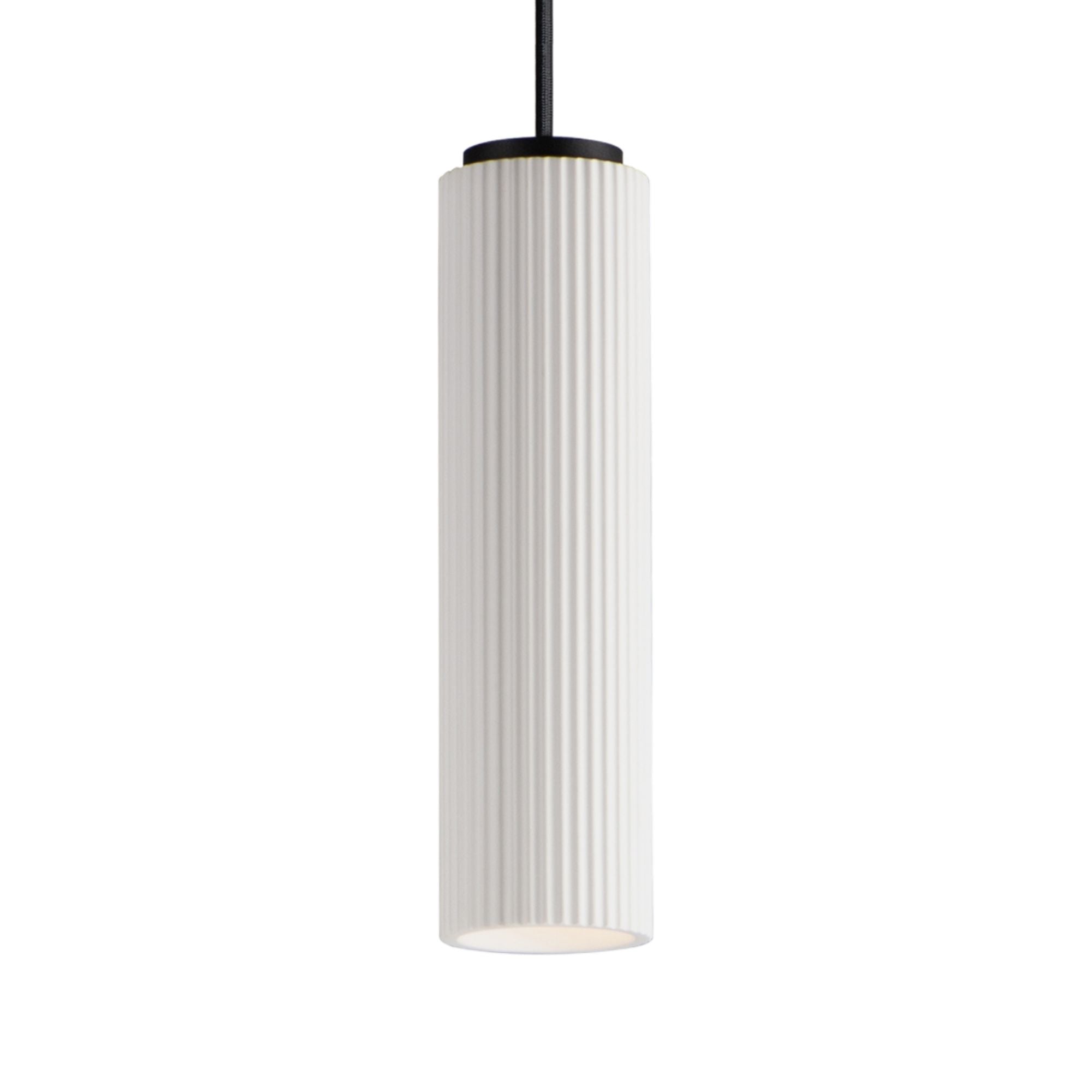 Pleat LED Mini Plaster Pendant, Black & White Finish
