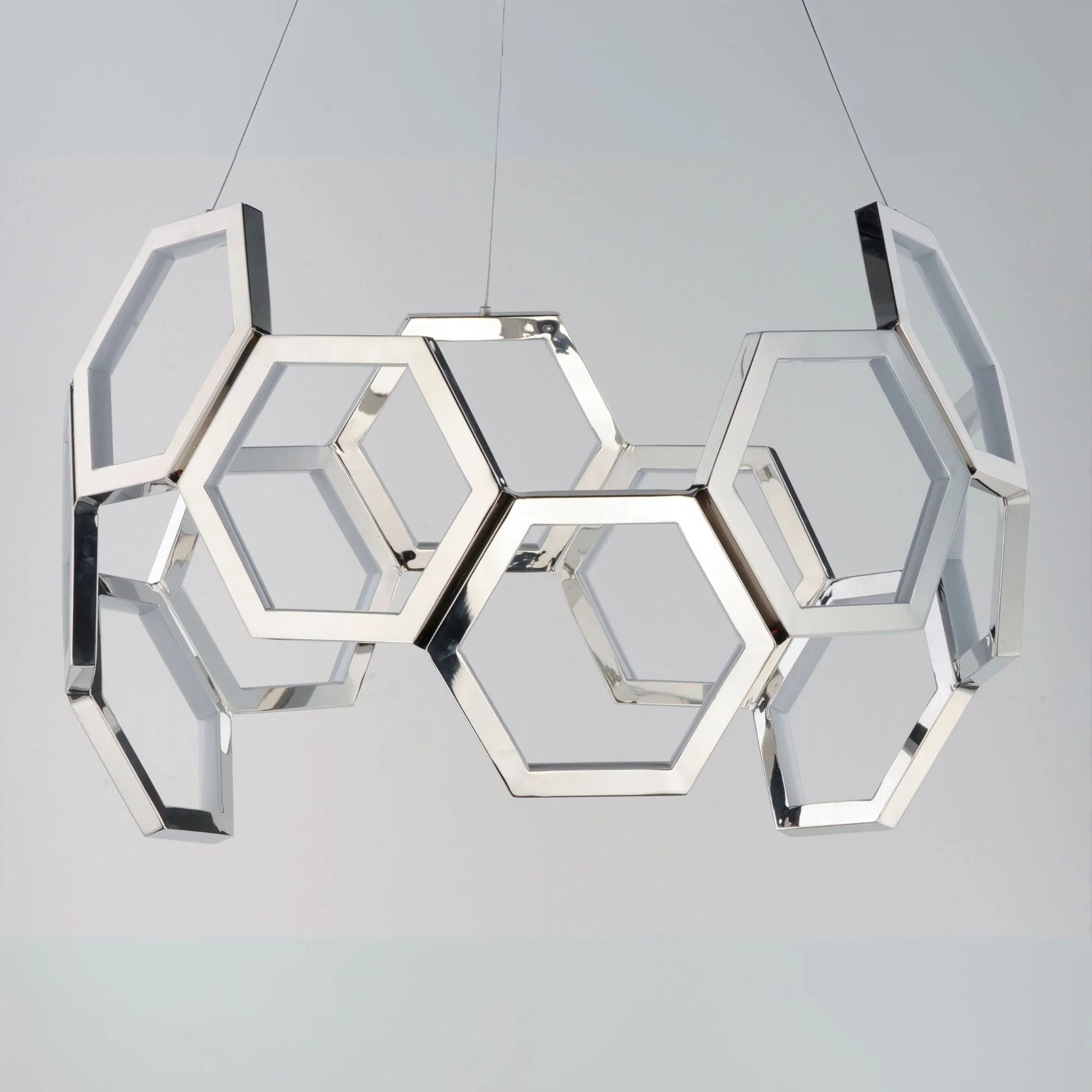 ET2 Lighting - Polygon 30" Hexagonal LED Pendant, Polished Chrome Finish | Bees Lighting