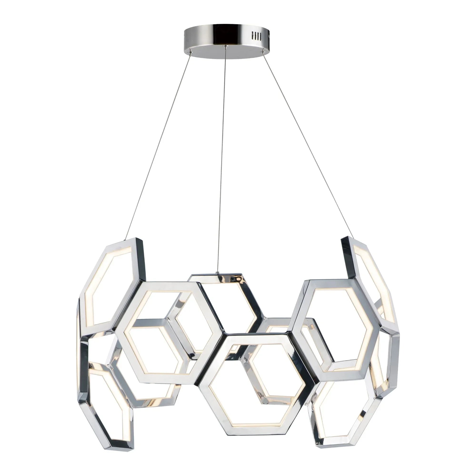 ET2 Lighting - Polygon 30" Hexagonal LED Pendant, Polished Chrome Finish | Bees Lighting