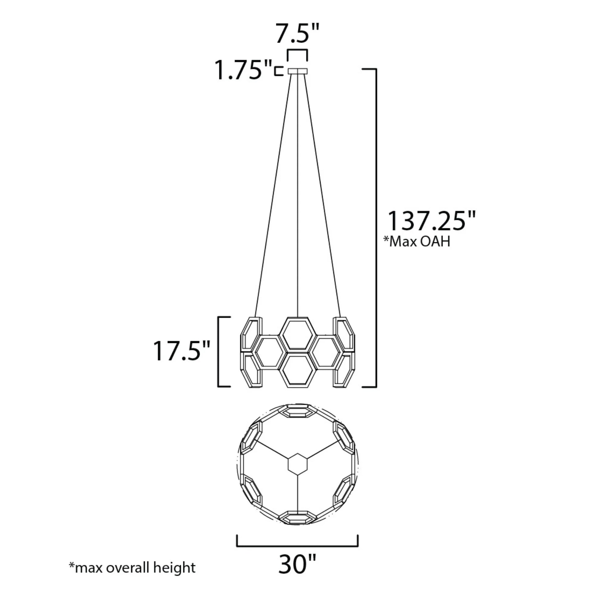 ET2 Lighting - Polygon 30" Hexagonal LED Pendant, Polished Chrome Finish | Bees Lighting