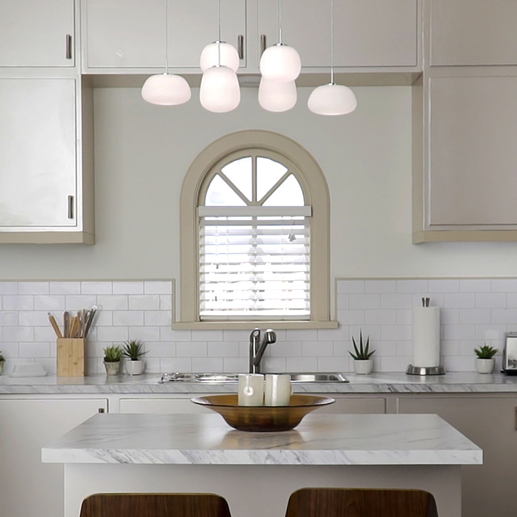 Puffs 26" 6-Light Linear LED Pendant, White Finish