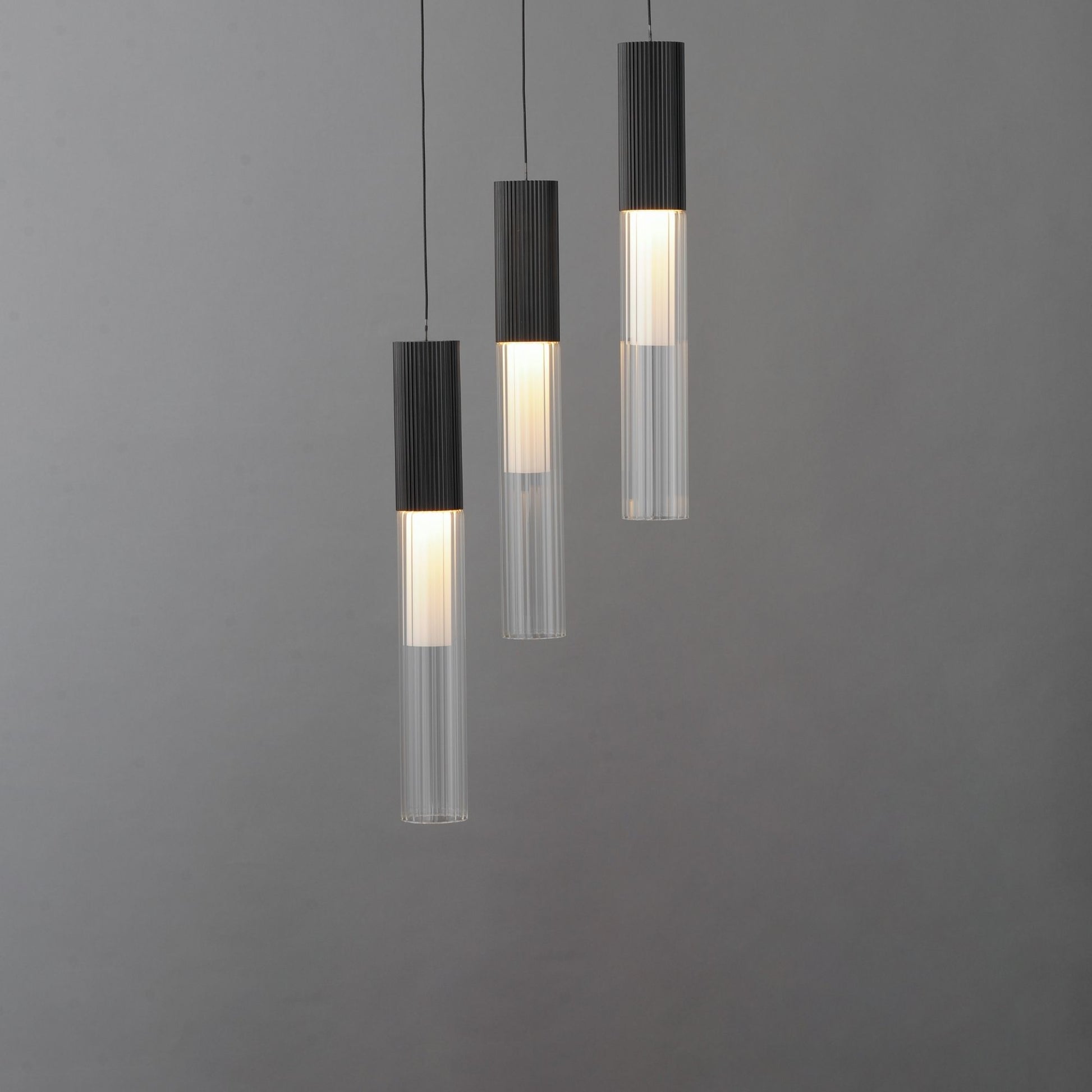 ET2 Lighting - Reeds 12" 3-Light LED Pendant, Black Finish | Bees Lighting
