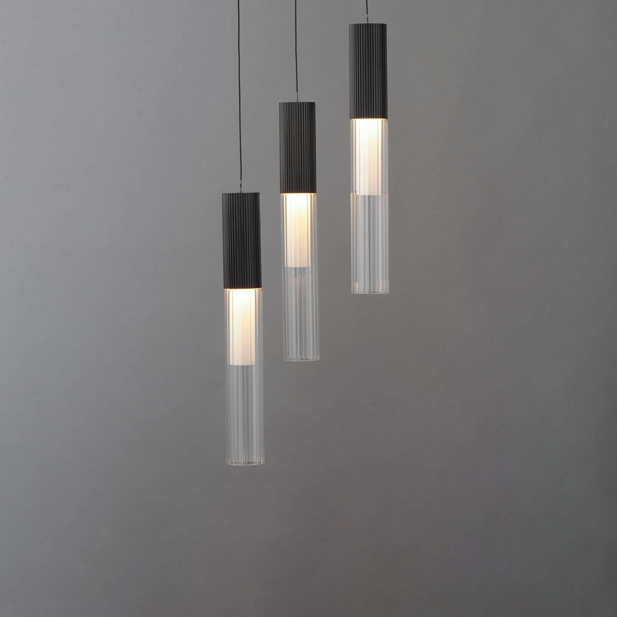 ET2 Lighting - Reeds 12" 3-Light LED Pendant, Black Finish | Bees Lighting