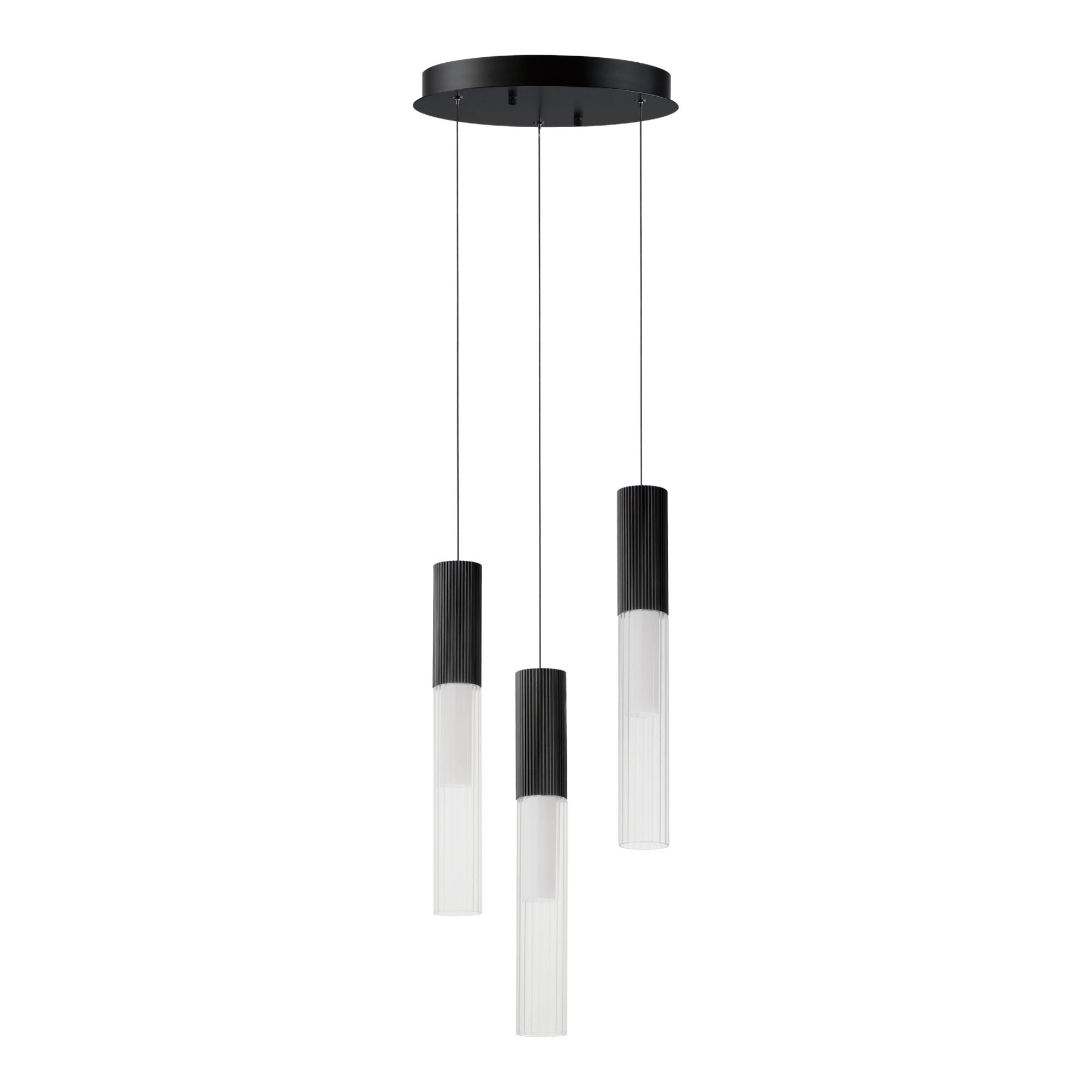 ET2 Lighting - Reeds 12" 3-Light LED Pendant, Black Finish | Bees Lighting
