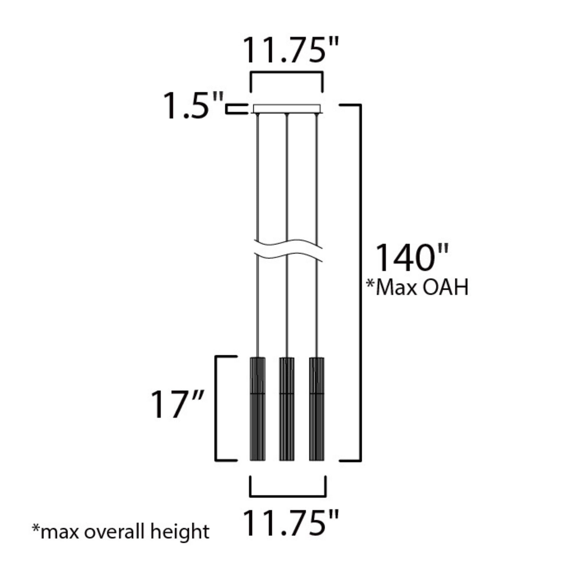 ET2 Lighting - Reeds 12" 3-Light LED Pendant, Black Finish | Bees Lighting
