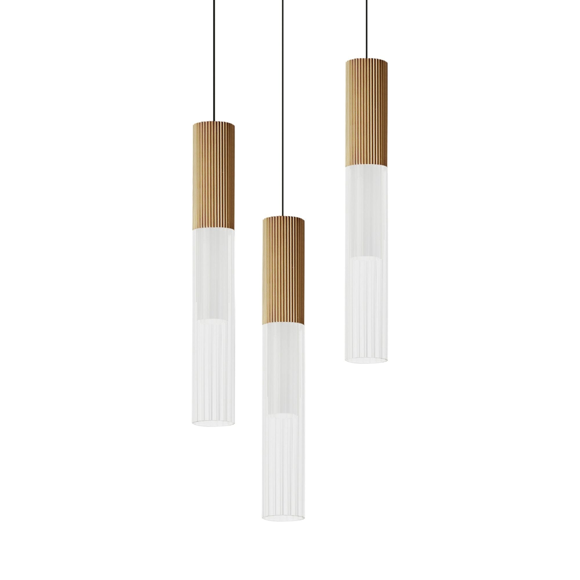 Reeds 12" 3-Light LED Pendant, Gold Finish