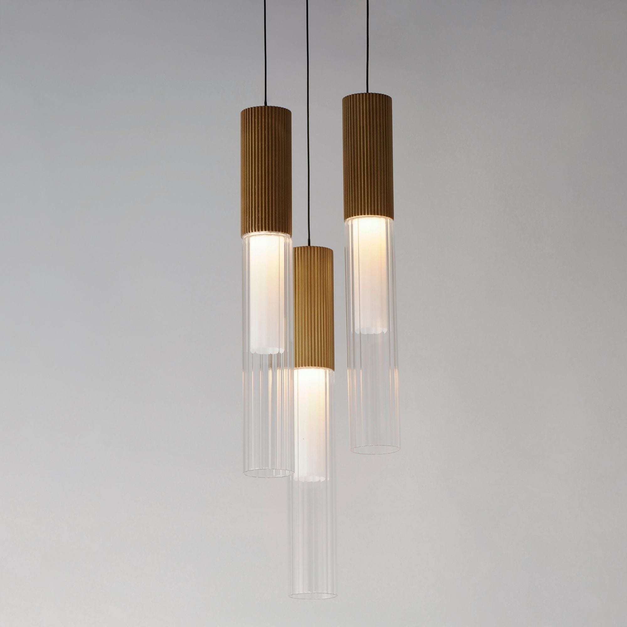 Reeds 12" 3-Light LED Pendant, Gold Finish