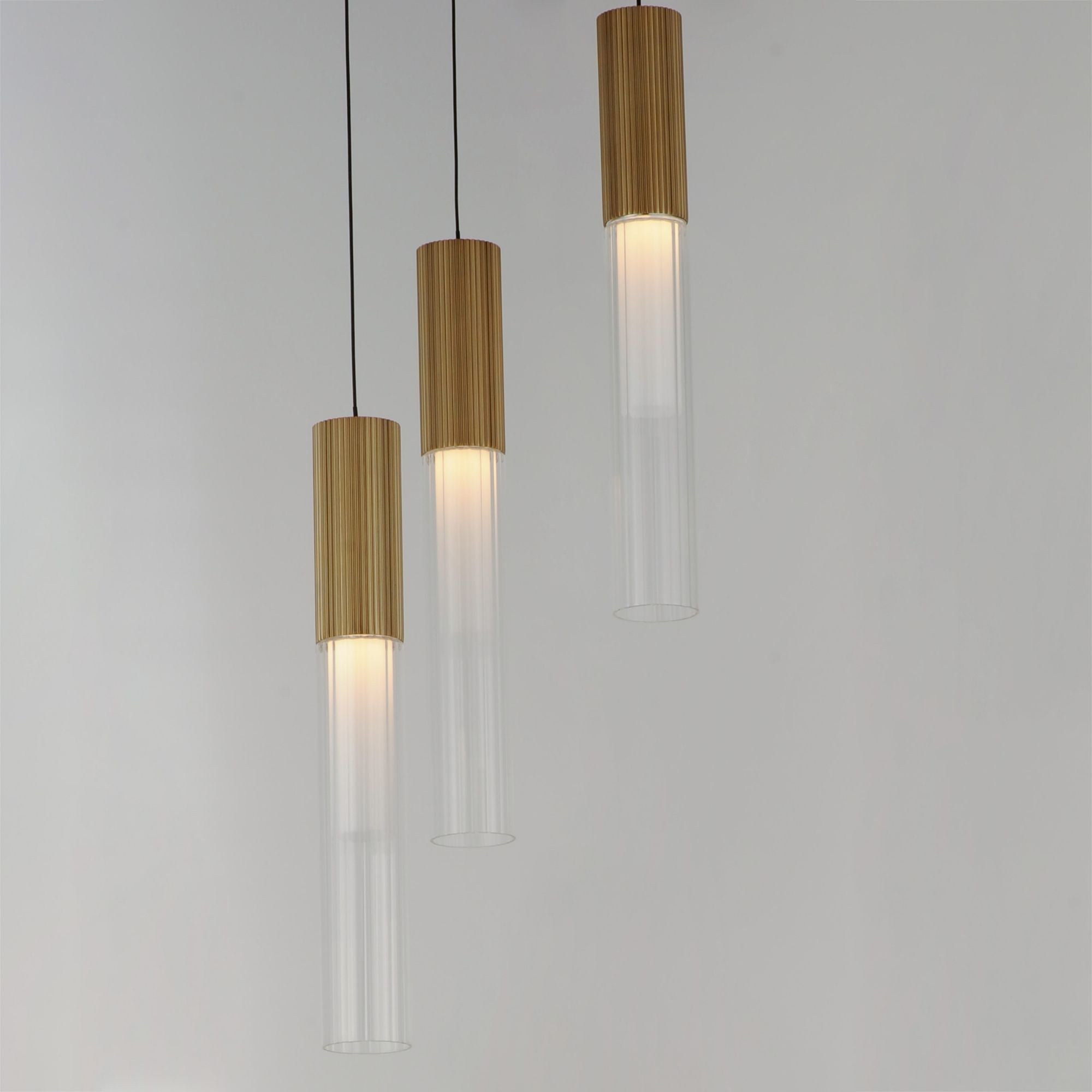 Reeds 12" 3-Light LED Pendant, Gold Finish