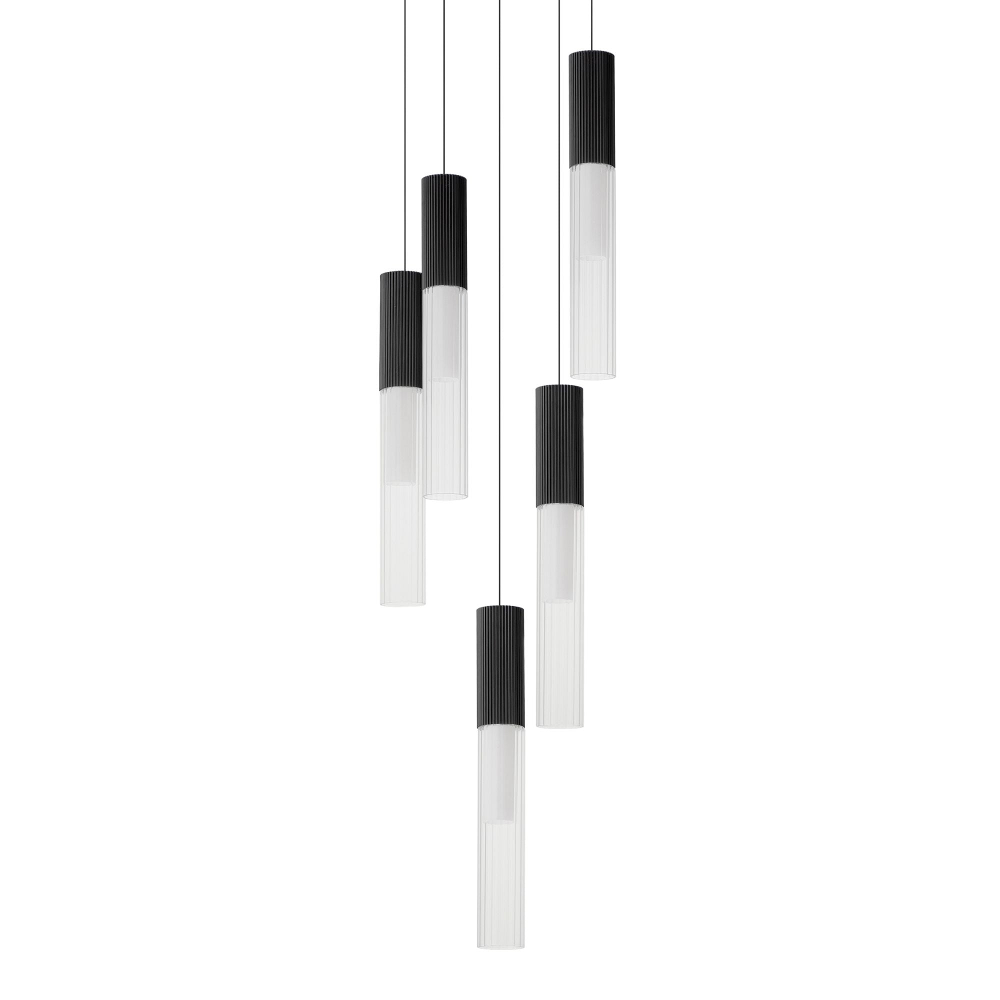 Reeds 14" 5-Light LED Pendant, Black Finish