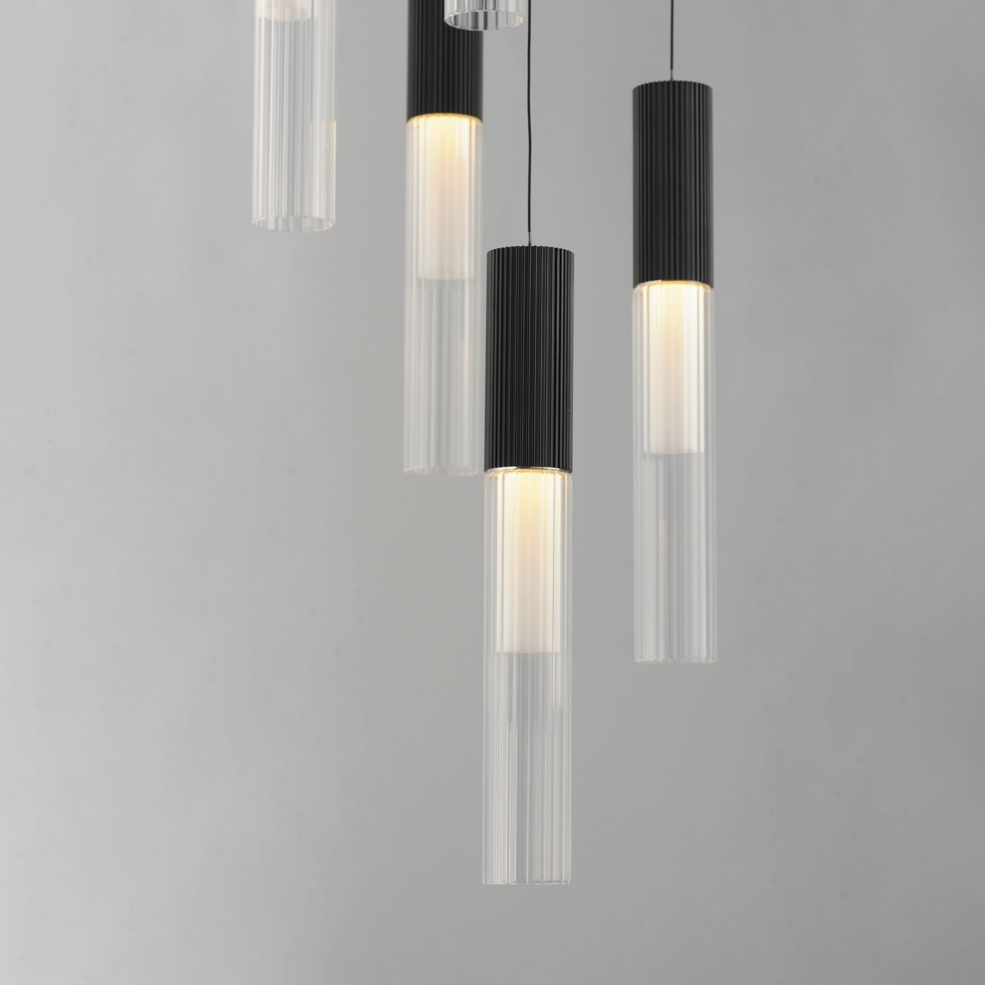 Reeds 14" 5-Light LED Pendant, Black Finish