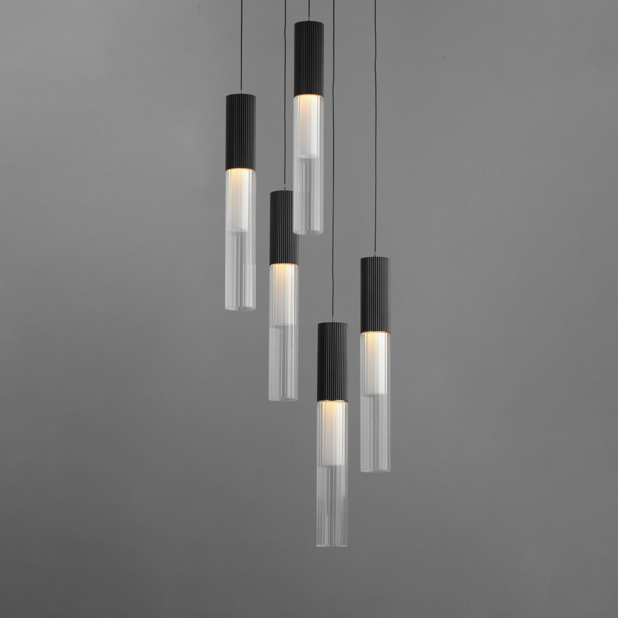 Reeds 14" 5-Light LED Pendant, Black Finish