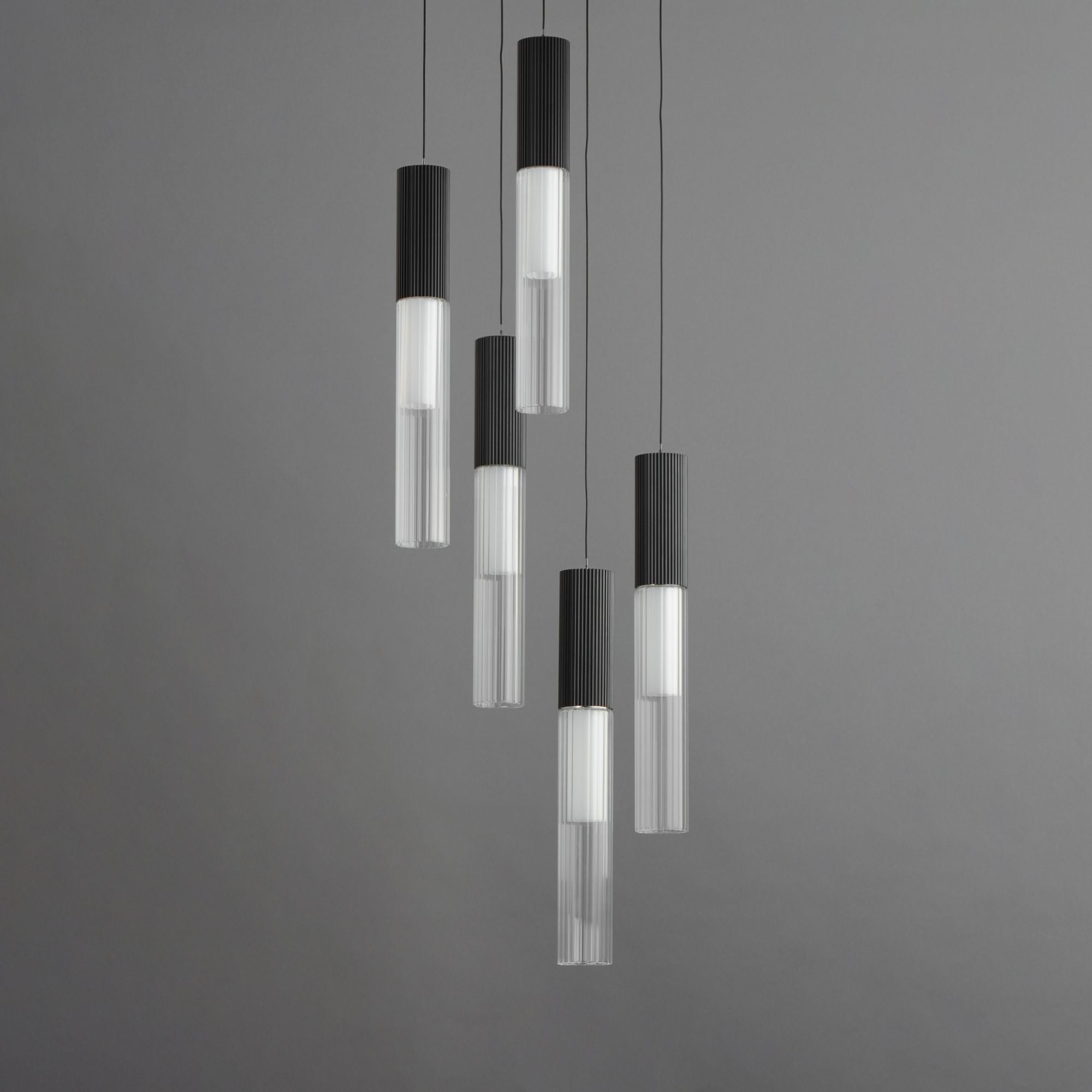 Reeds 14" 5-Light LED Pendant, Black Finish