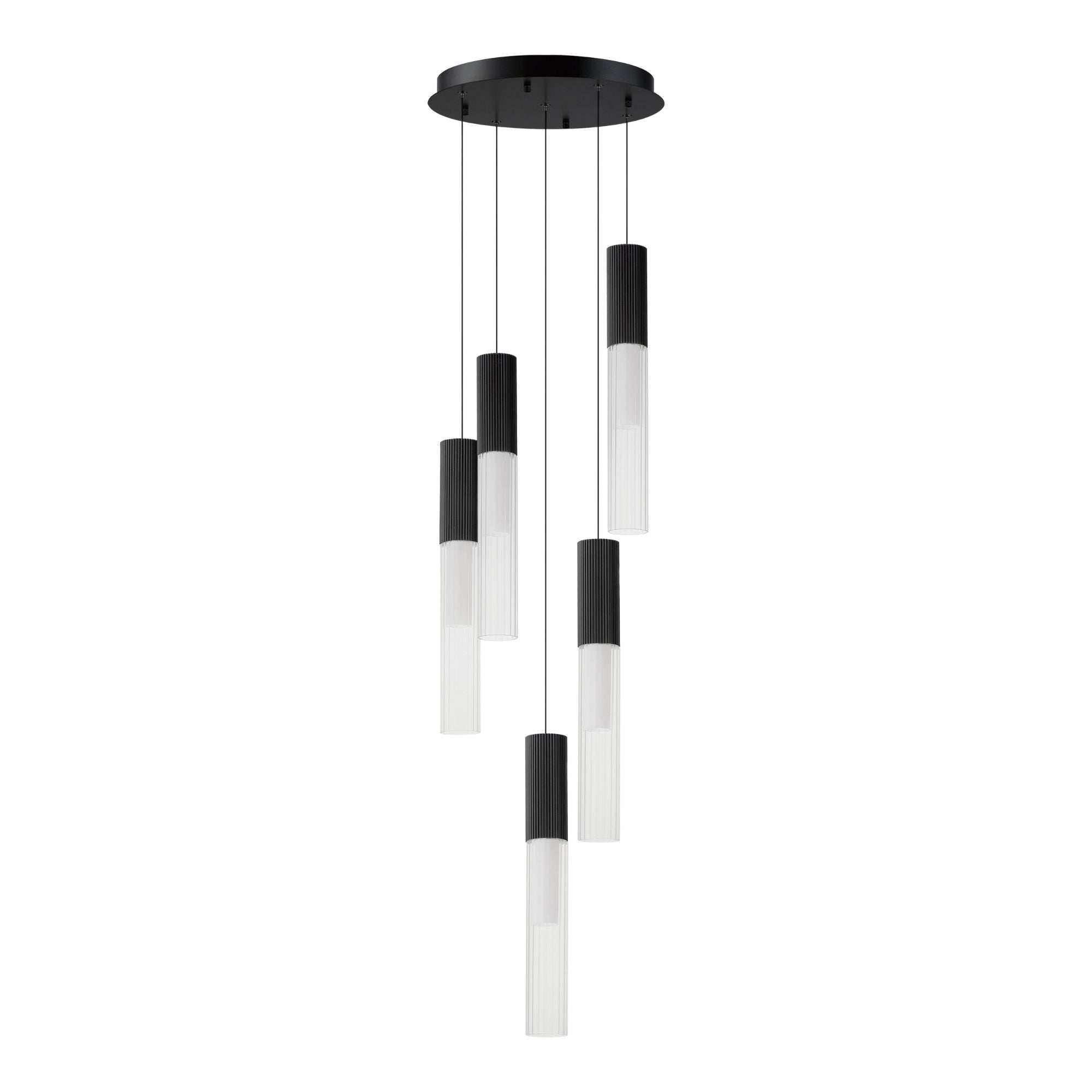Reeds 14" 5-Light LED Pendant, Black Finish