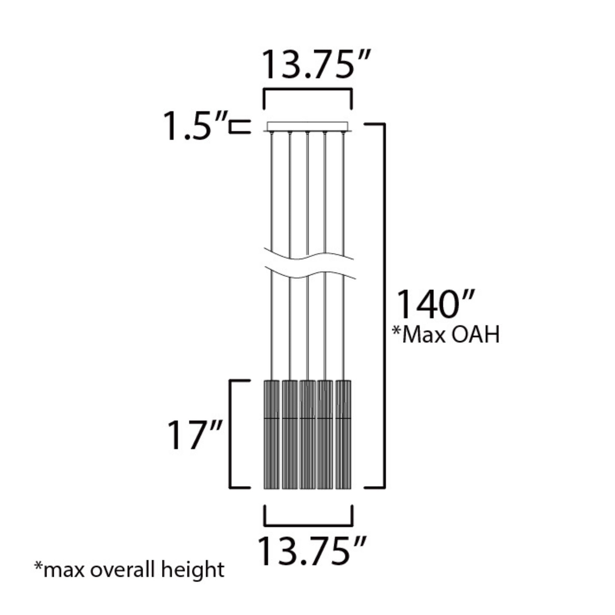 Reeds 14" 5-Light LED Pendant, Black Finish
