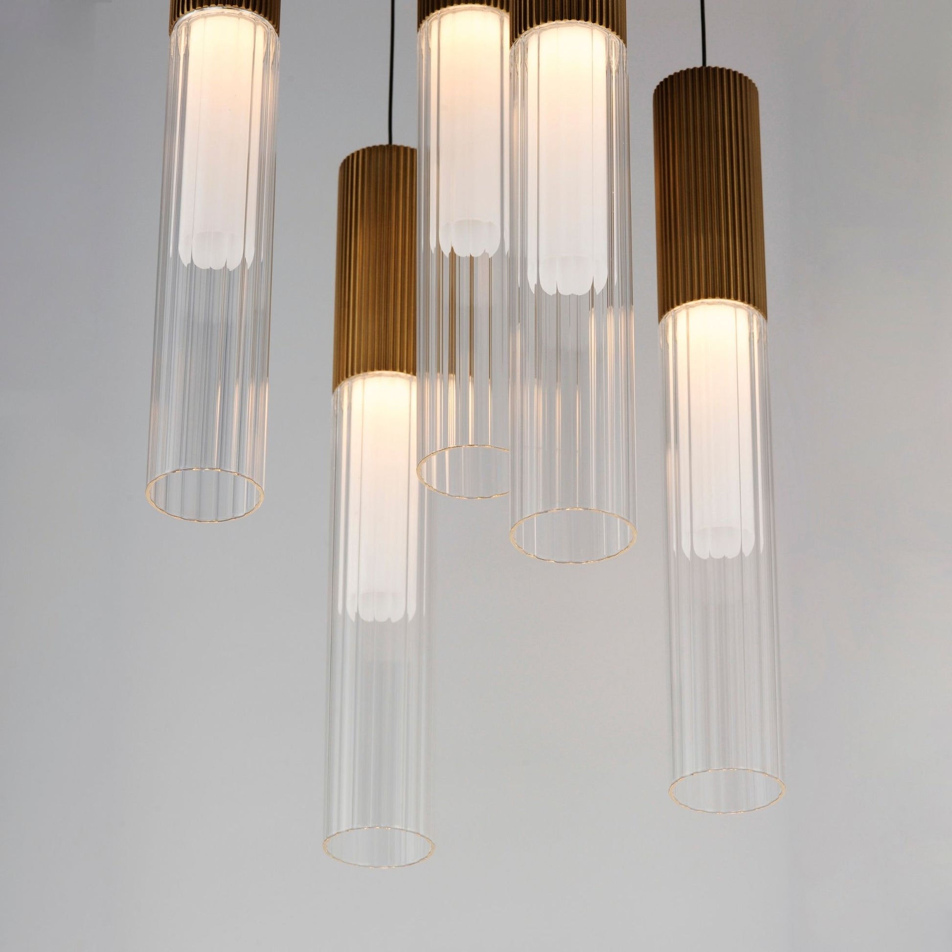 ET2 Lighting - Reeds 14" 5-Light LED Pendant, Gold Finish | Bees Lighting
