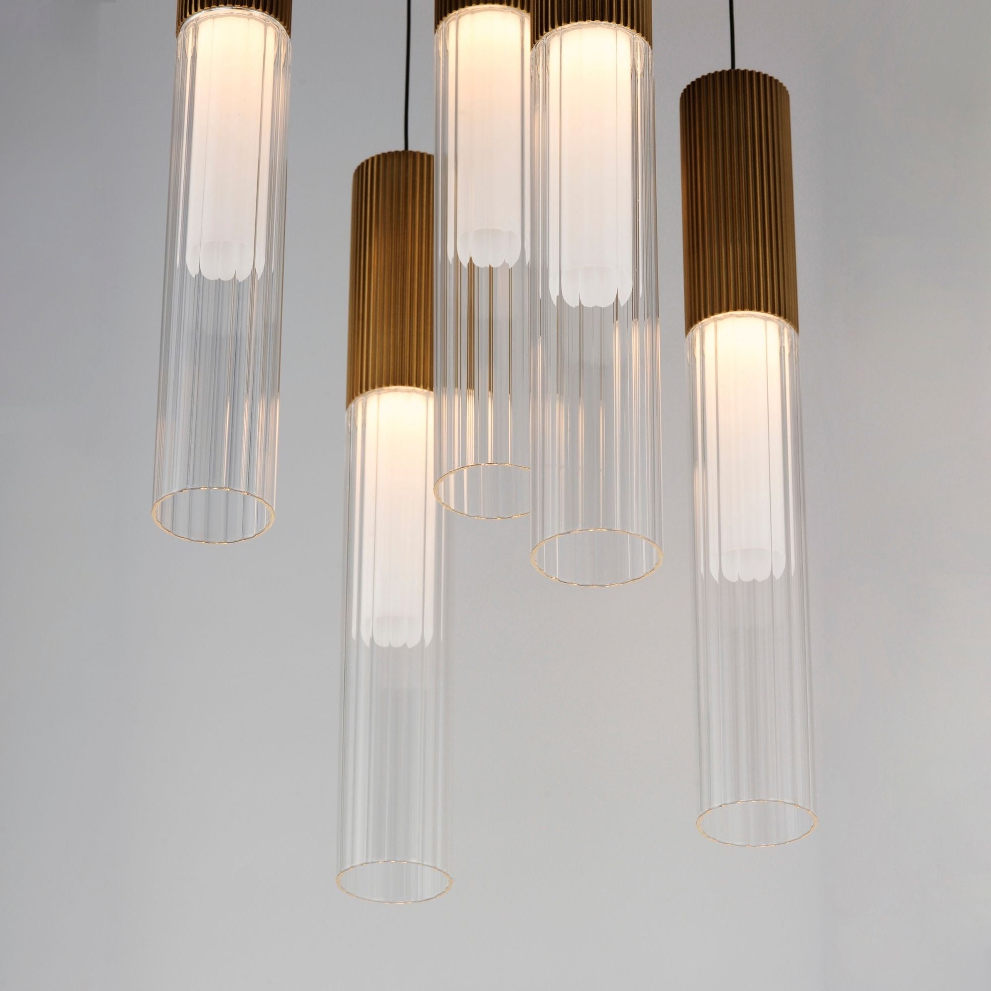 ET2 Lighting - Reeds 14" 5-Light LED Pendant, Gold Finish | Bees Lighting