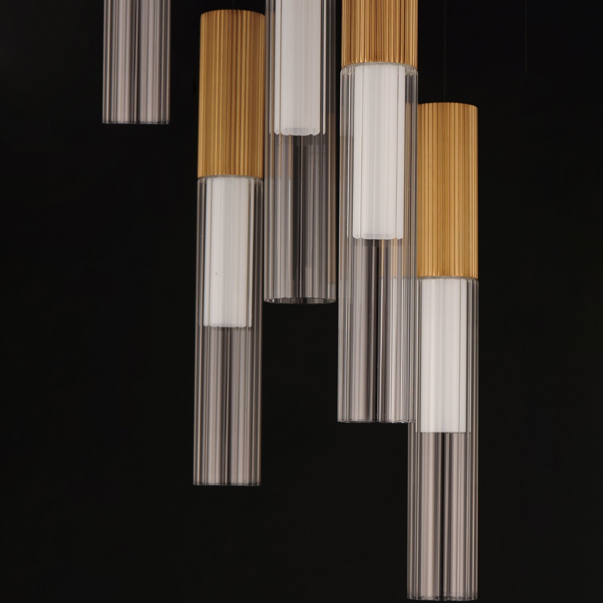 ET2 Lighting - Reeds 14" 5-Light LED Pendant, Gold Finish | Bees Lighting