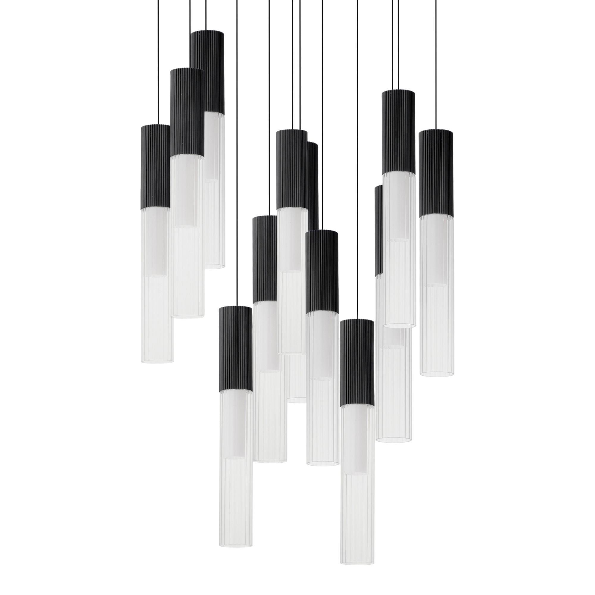Reeds 21" 12-Light LED Pendant, Black Finish