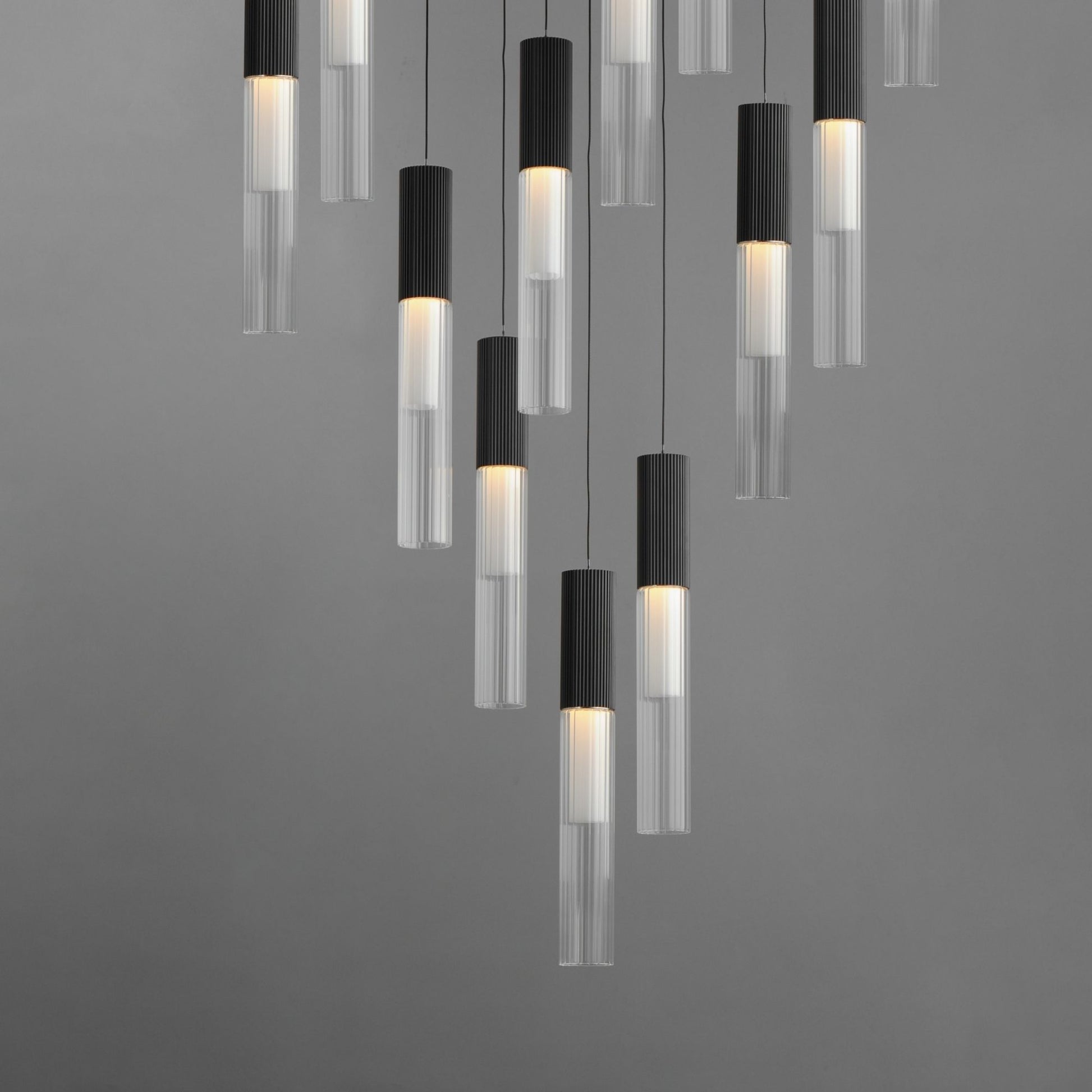ET2 Lighting - Reeds 21" 12-Light LED Pendant, Black Finish | Bees Lighting