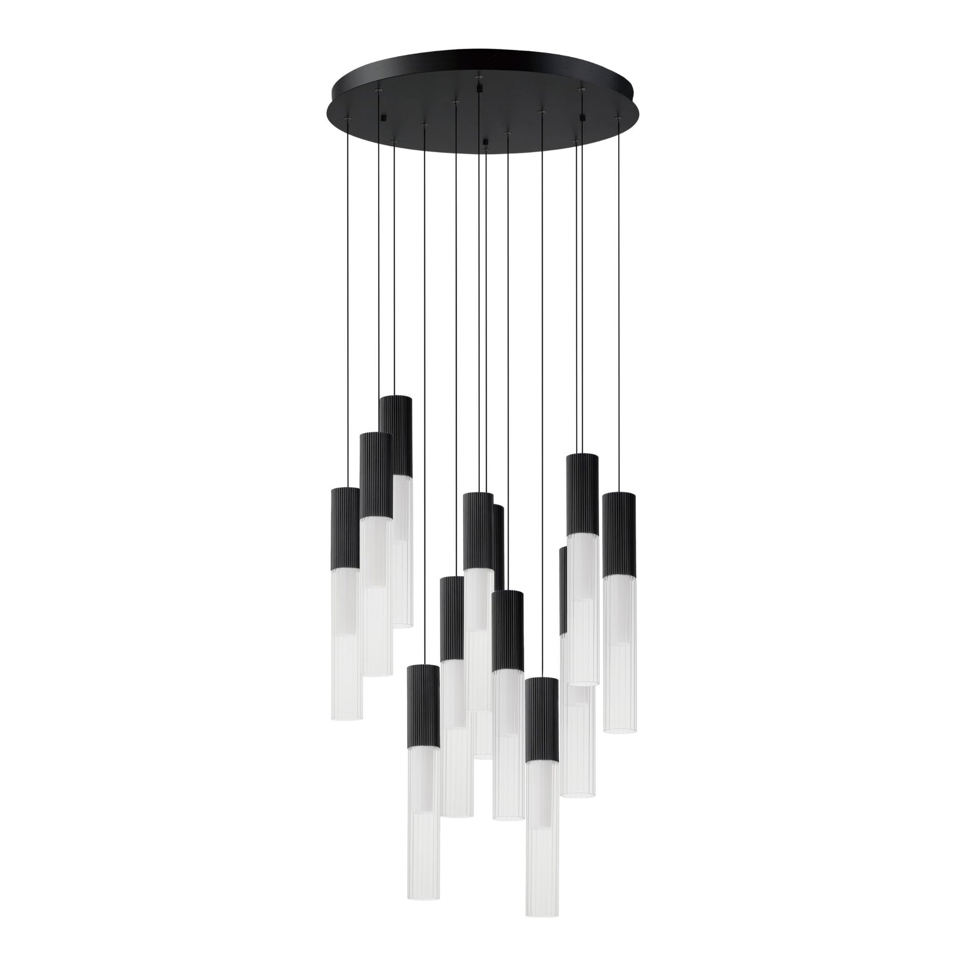 ET2 Lighting - Reeds 21" 12-Light LED Pendant, Black Finish | Bees Lighting