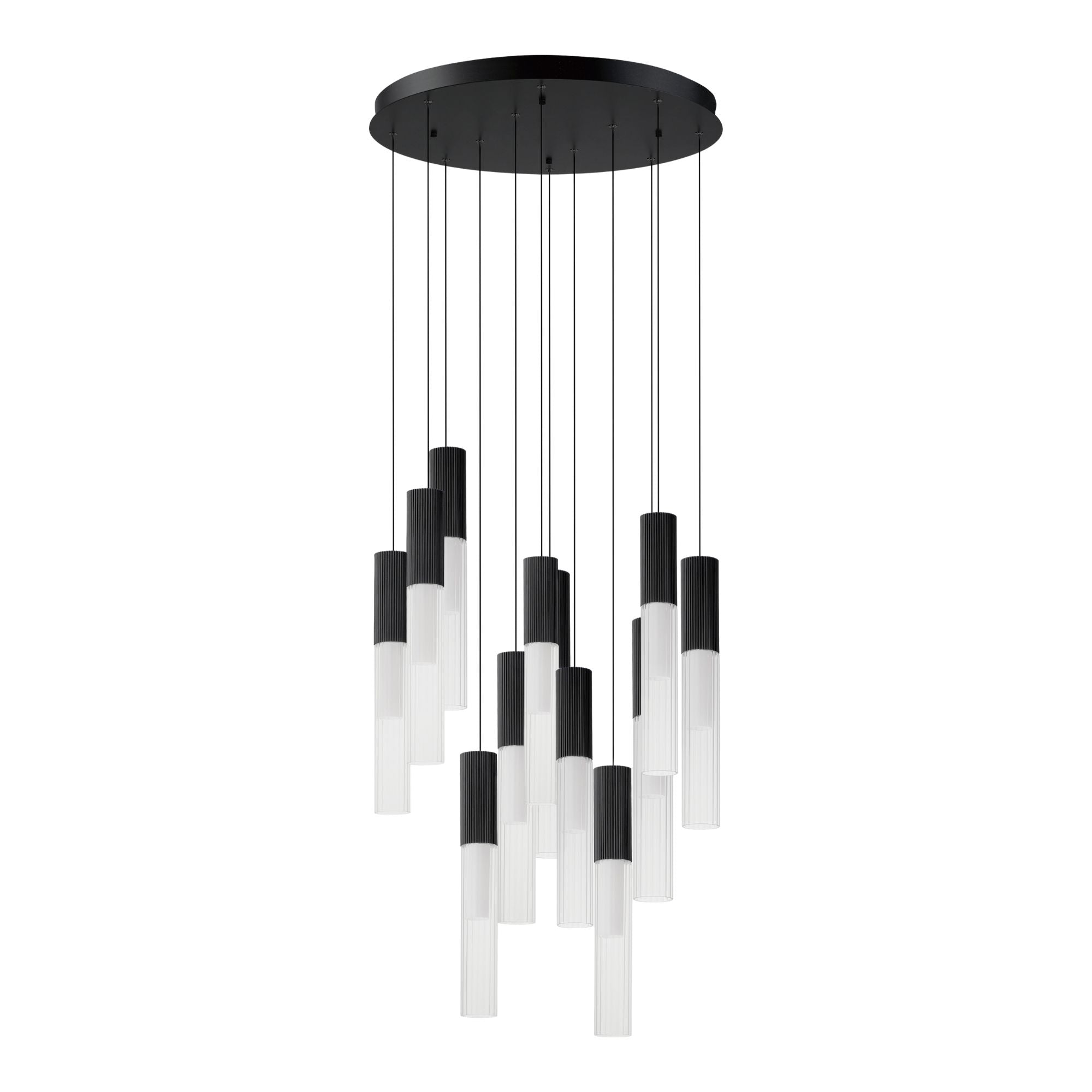 ET2 Lighting - Reeds 21" 12-Light LED Pendant, Black Finish | Bees Lighting
