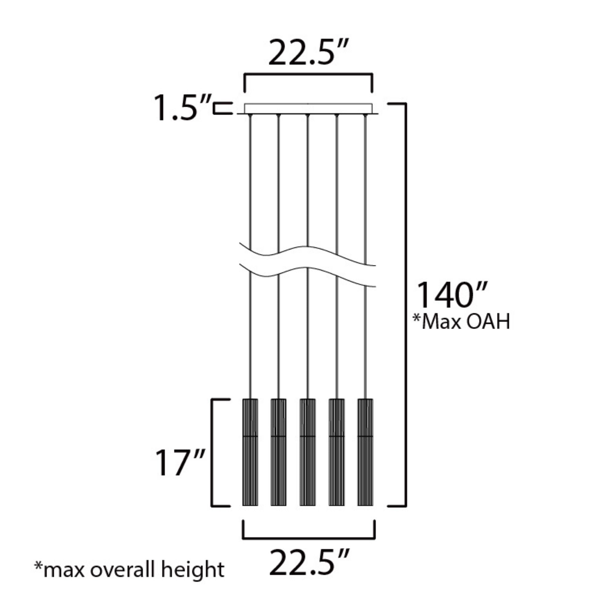 ET2 Lighting - Reeds 21" 12-Light LED Pendant, Black Finish | Bees Lighting