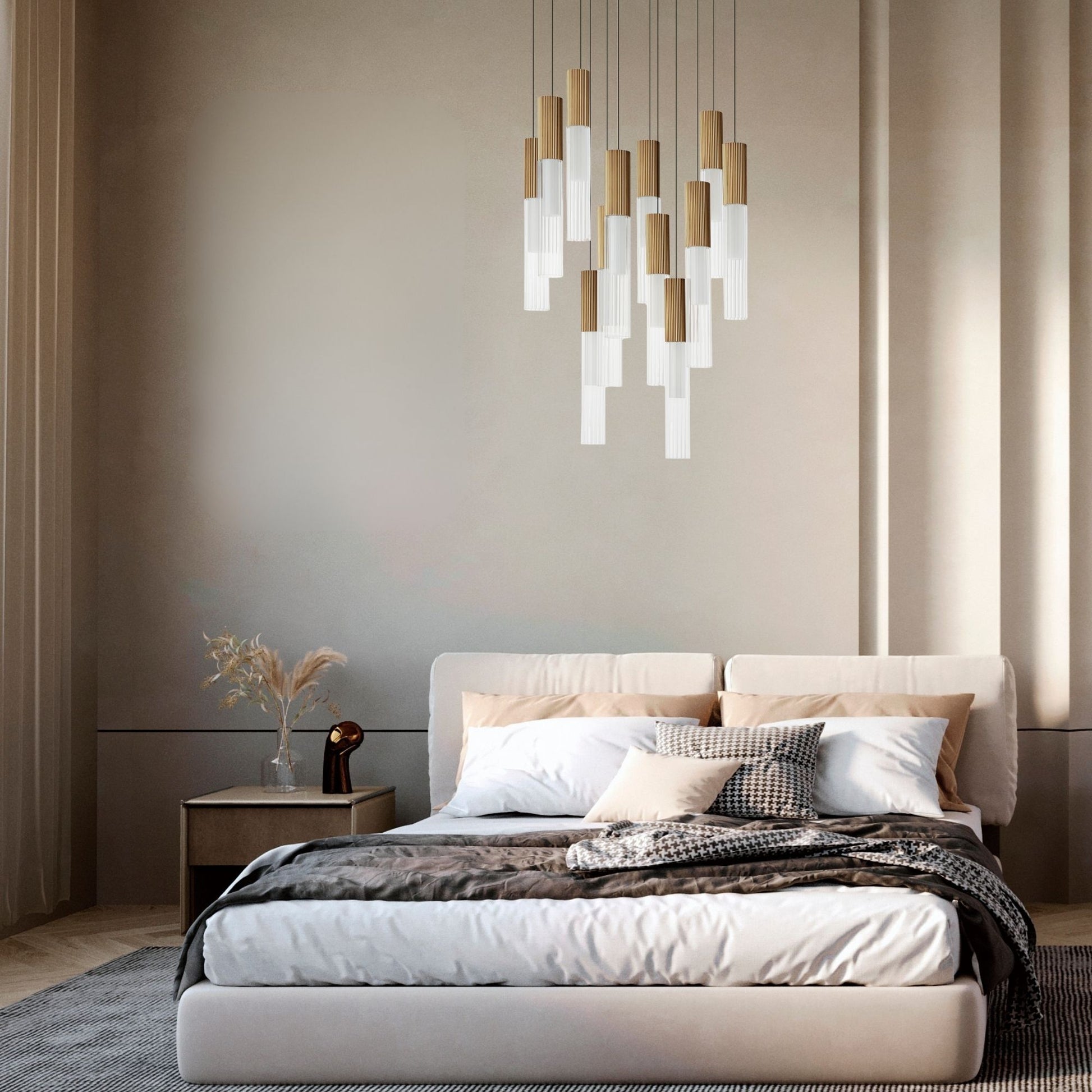 ET2 Lighting - Reeds 21" 12-Light LED Pendant, Gold Finish | Bees Lighting